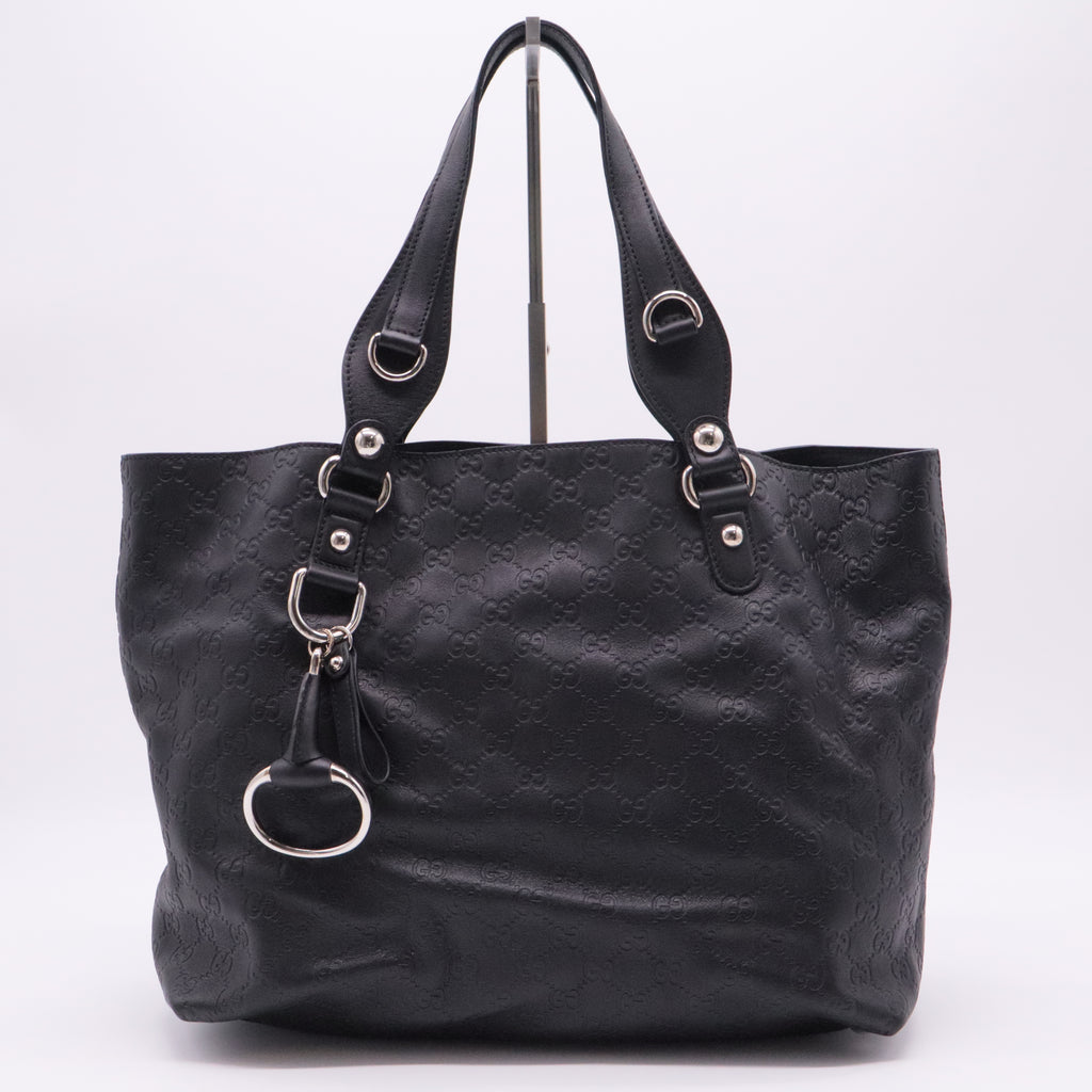 Black Guccissima Leather Icon Bit Tote Bag