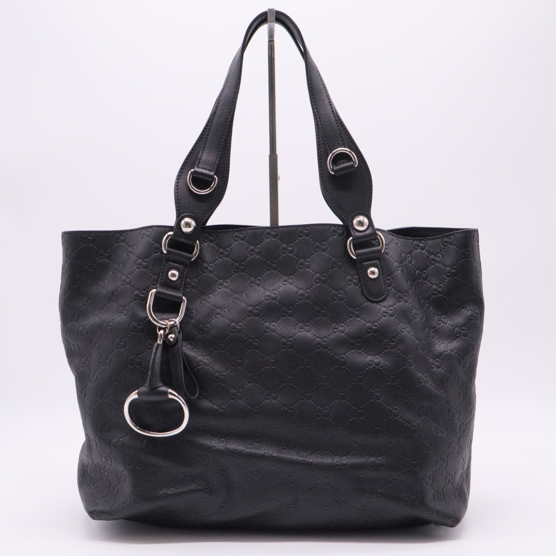 Black Guccissima Leather Icon Bit Tote Bag