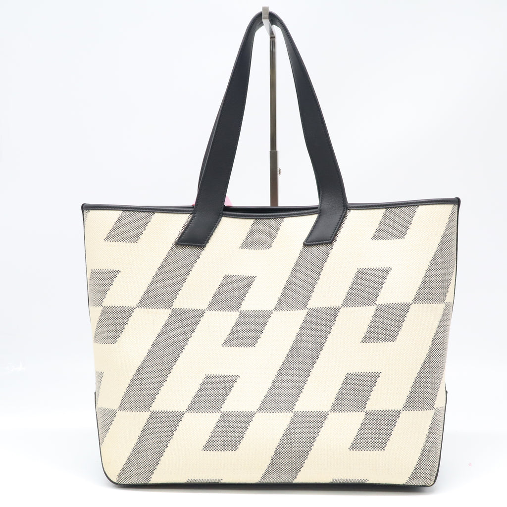 Cabas H en Biais Tote Canvas with Leather 40 twins LDJ4378