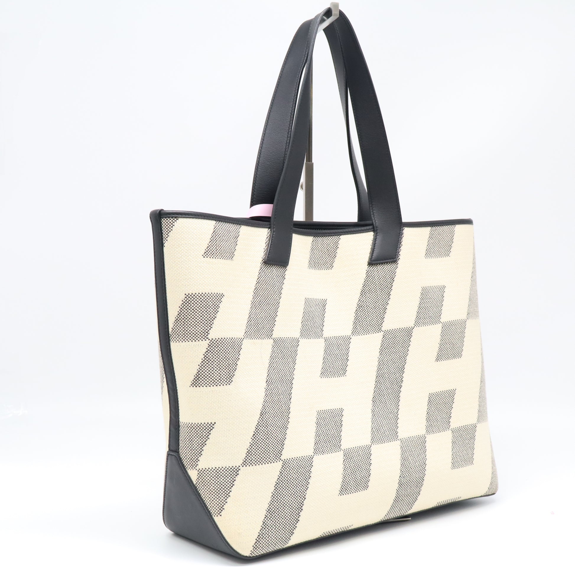 Cabas H en Biais Tote Canvas with Leather 40 twins LDJ4378