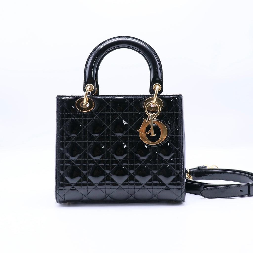 Patent Cannage Medium Lady Dior Black Twins LDJ4221