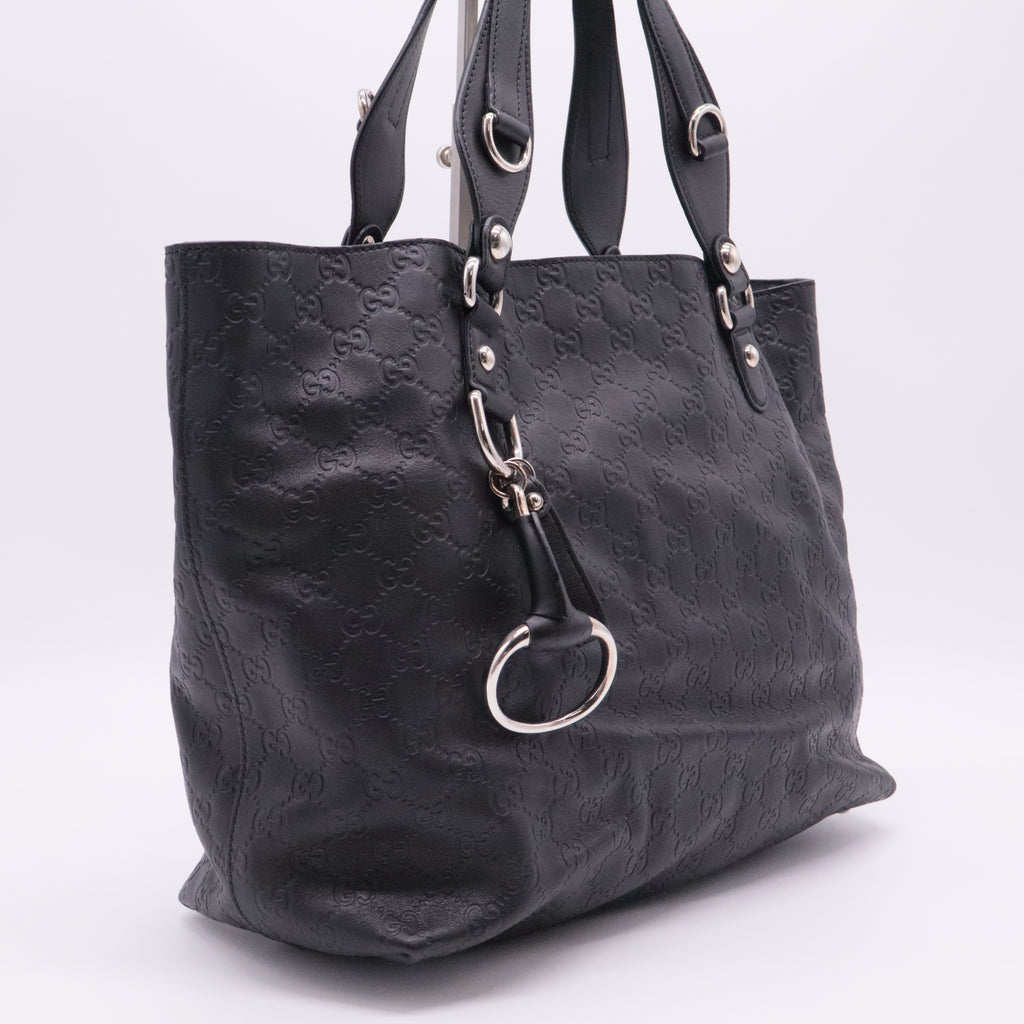 Black Guccissima Leather Icon Bit Tote Bag