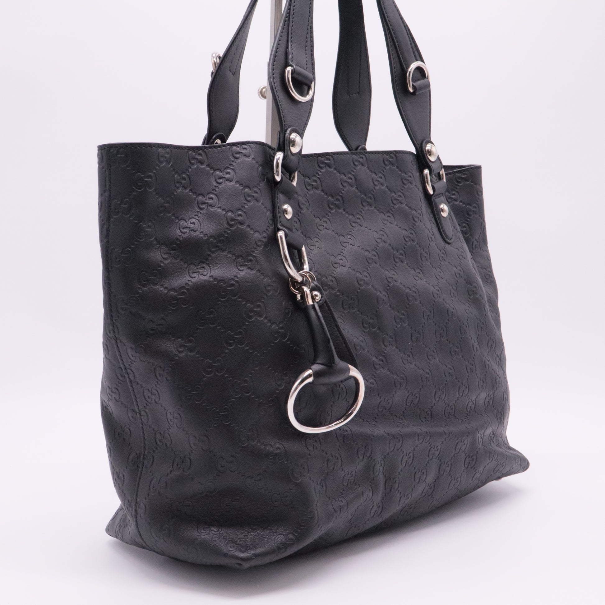 Black Guccissima Leather Icon Bit Tote Bag