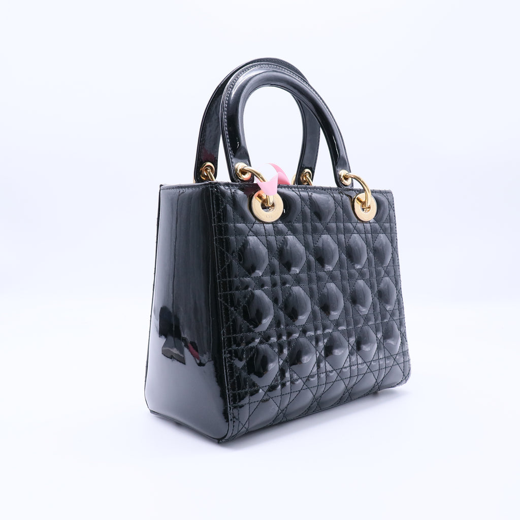 Patent Cannage Medium Lady Dior Black Twins LDJ4221