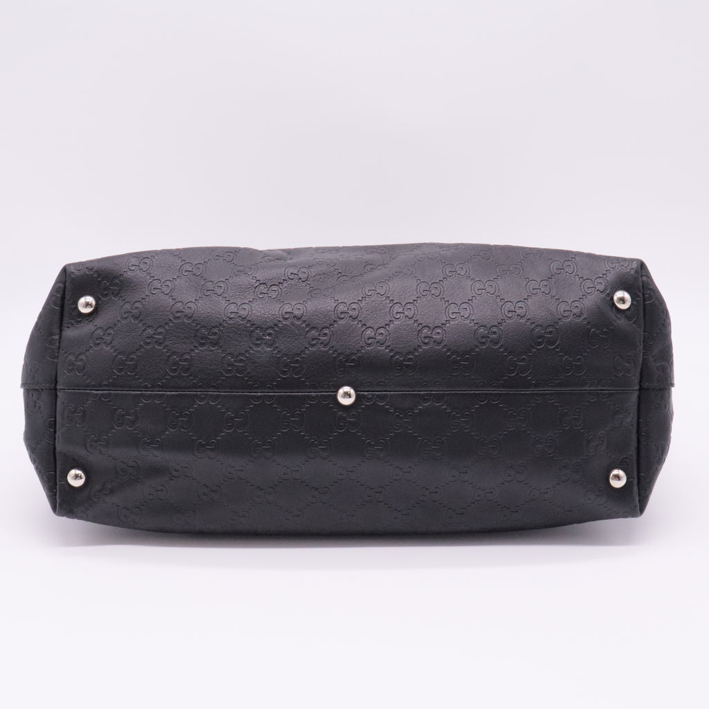 Black Guccissima Leather Icon Bit Tote Bag