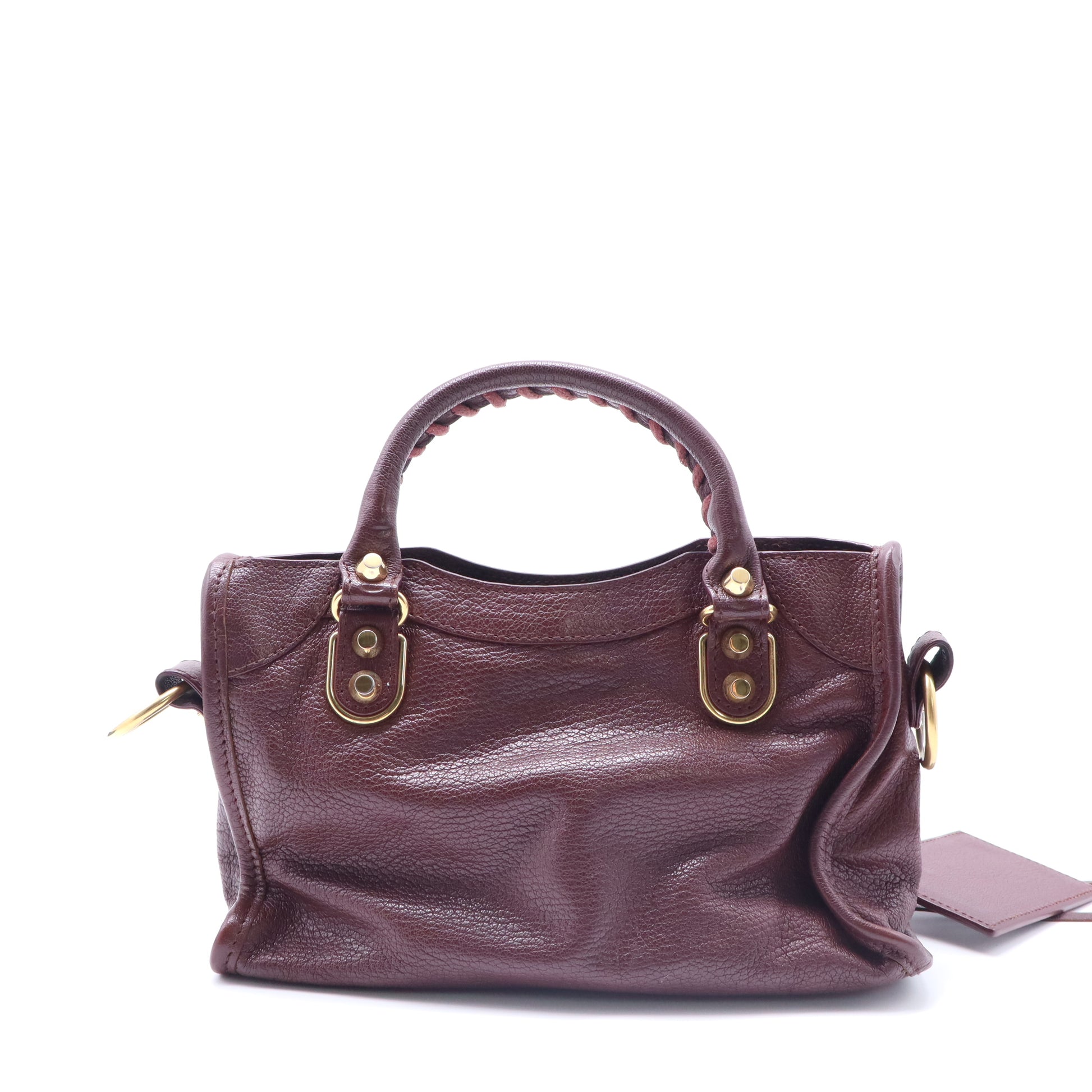 Balenciaga Chevre Gold Metallic Edge Hardware Mini City Bordeaux B22011