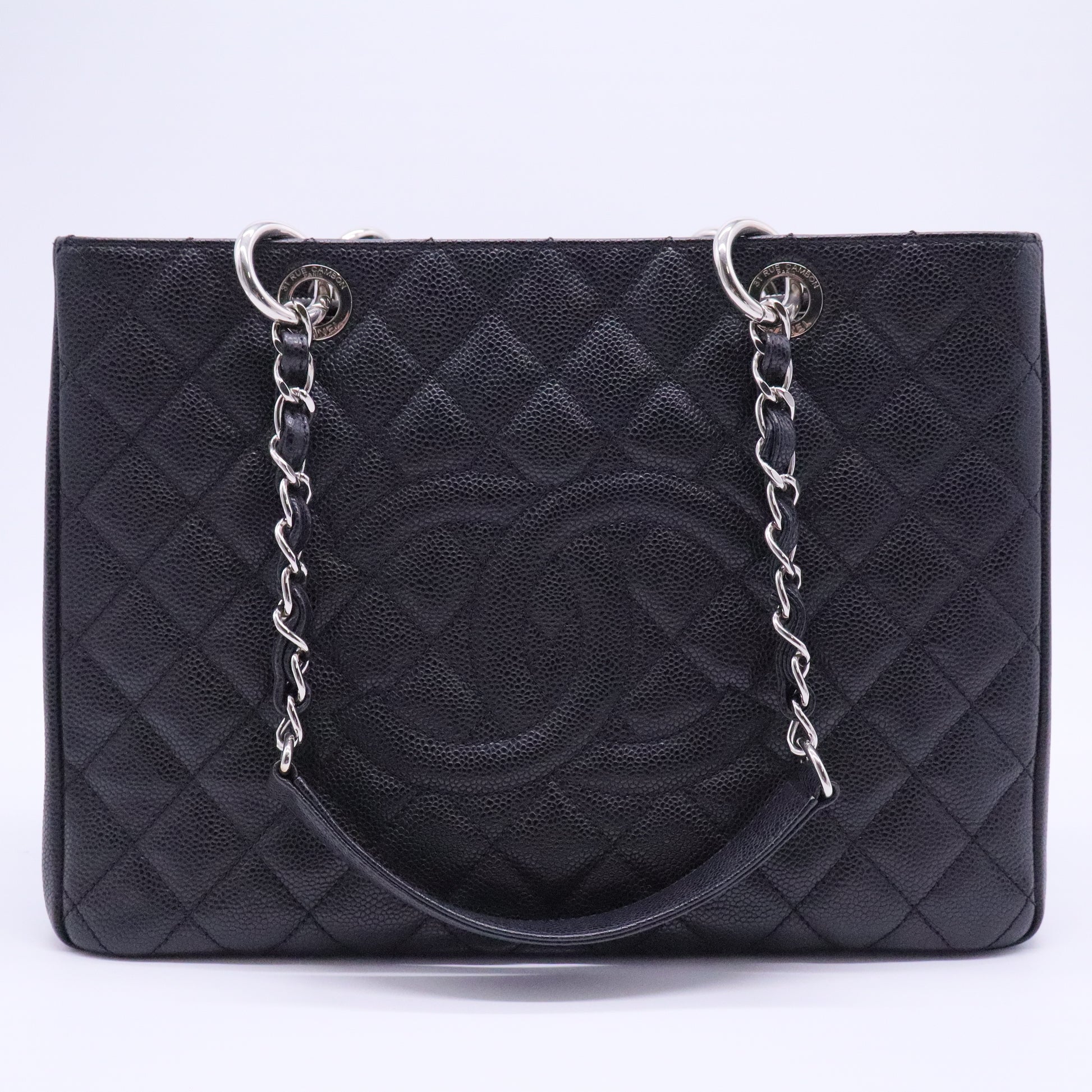Grand Shopping Tote Quilted Caviar