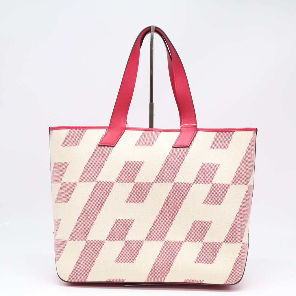 Cabas H en Biais Tote Canvas with Leather 40 twins LDJ4374