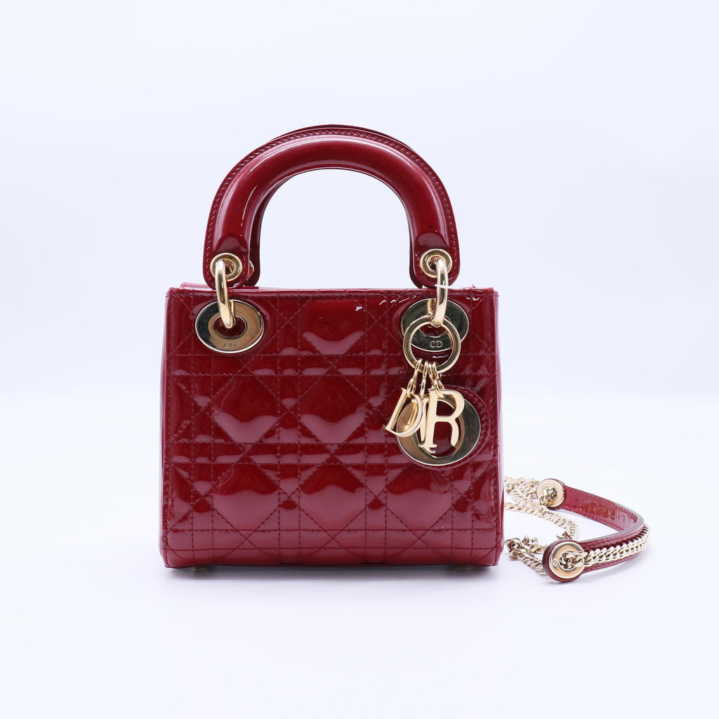 Lady Dior Chain Bag Cannage Quilt Patent Mini Twins LDJ4220