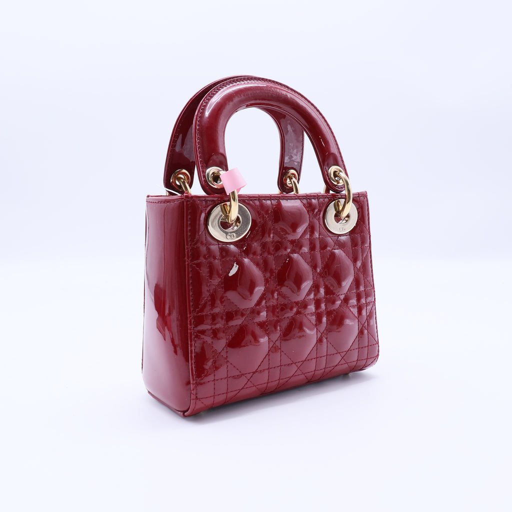 Lady Dior Chain Bag Cannage Quilt Patent Mini Twins LDJ4220