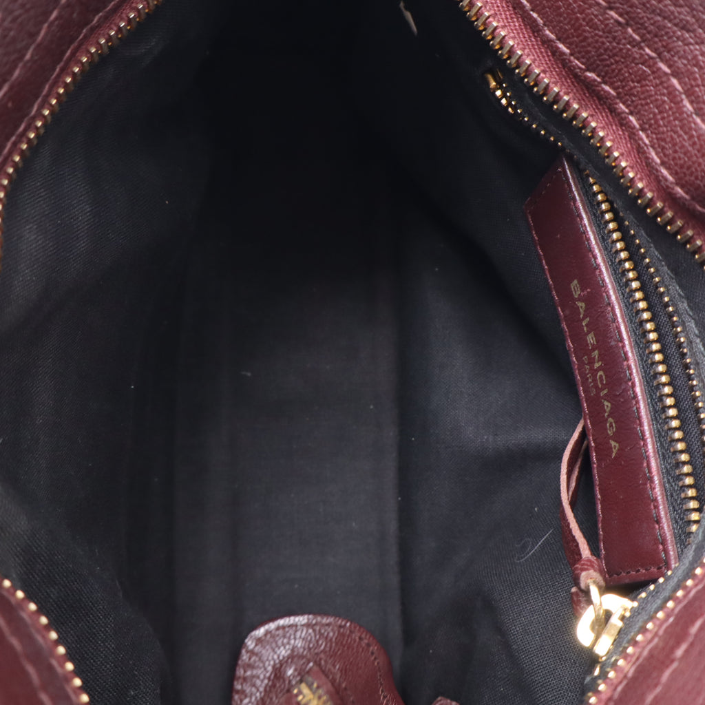 Balenciaga Chevre Gold Metallic Edge Hardware Mini City Bordeaux B22011