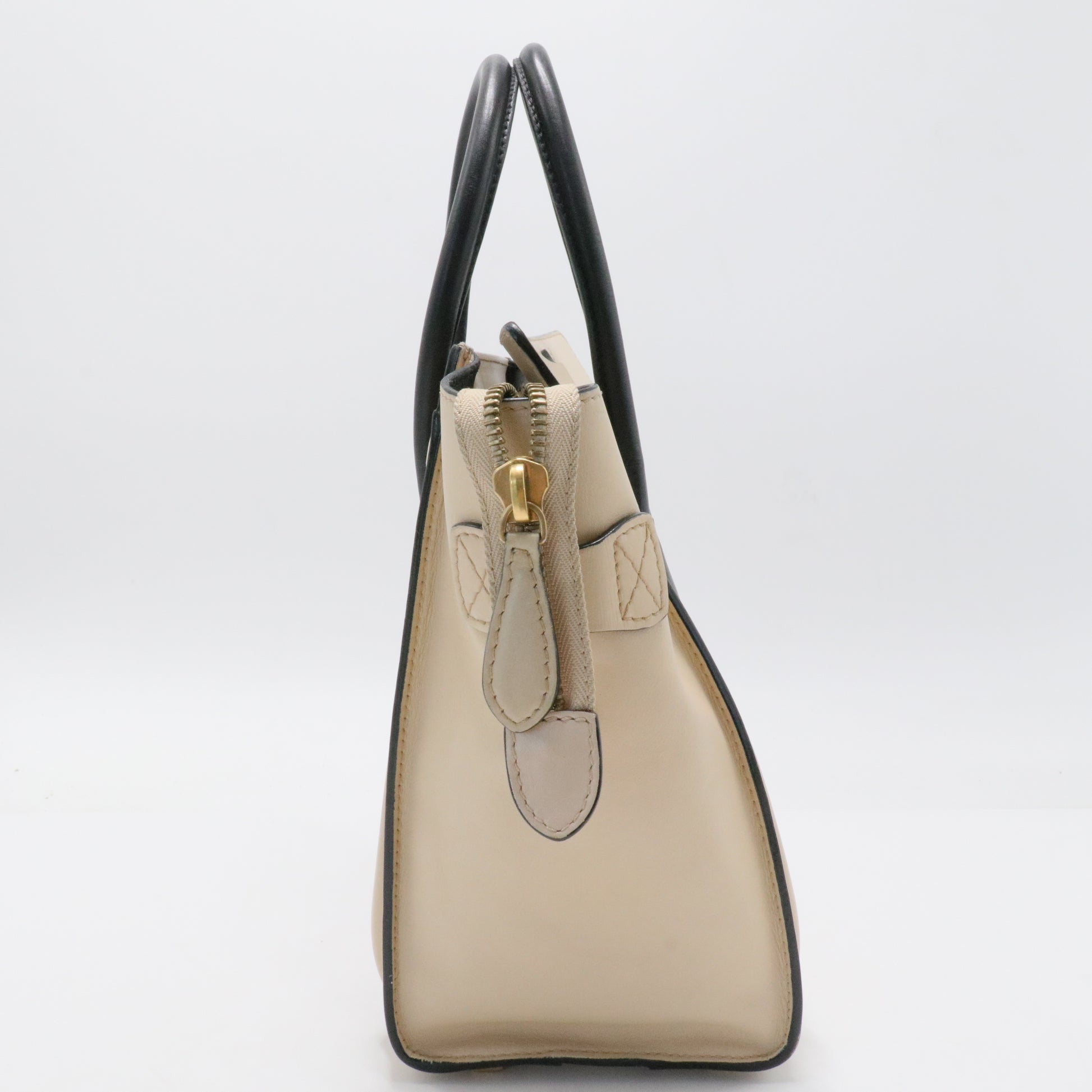 Satin Calfskin Mini Bi-Color Luggage Powder Black
