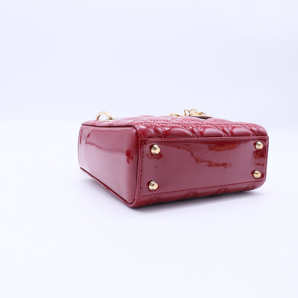 Lady Dior Chain Bag Cannage Quilt Patent Mini Twins LDJ4220