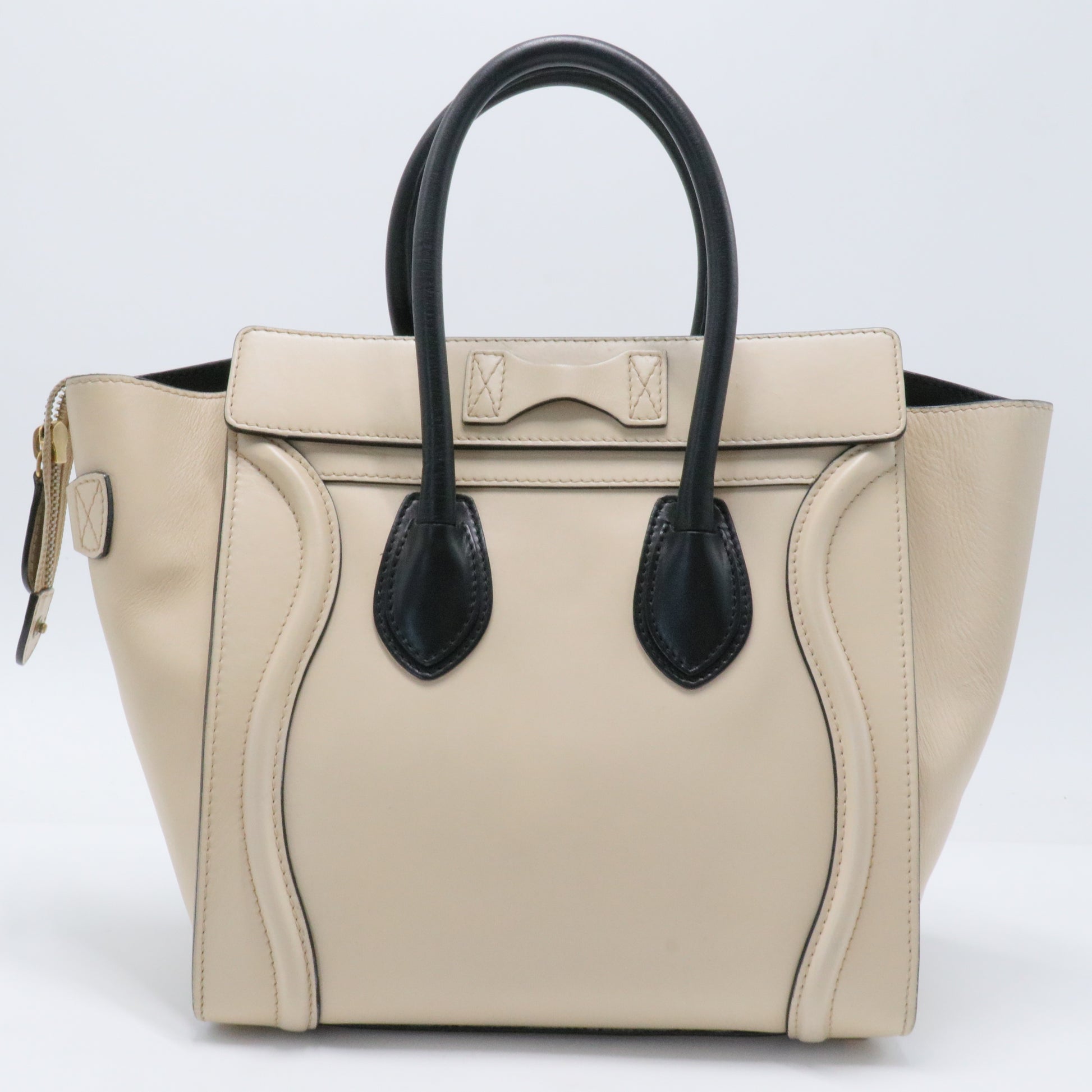 Satin Calfskin Mini Bi-Color Luggage Powder Black