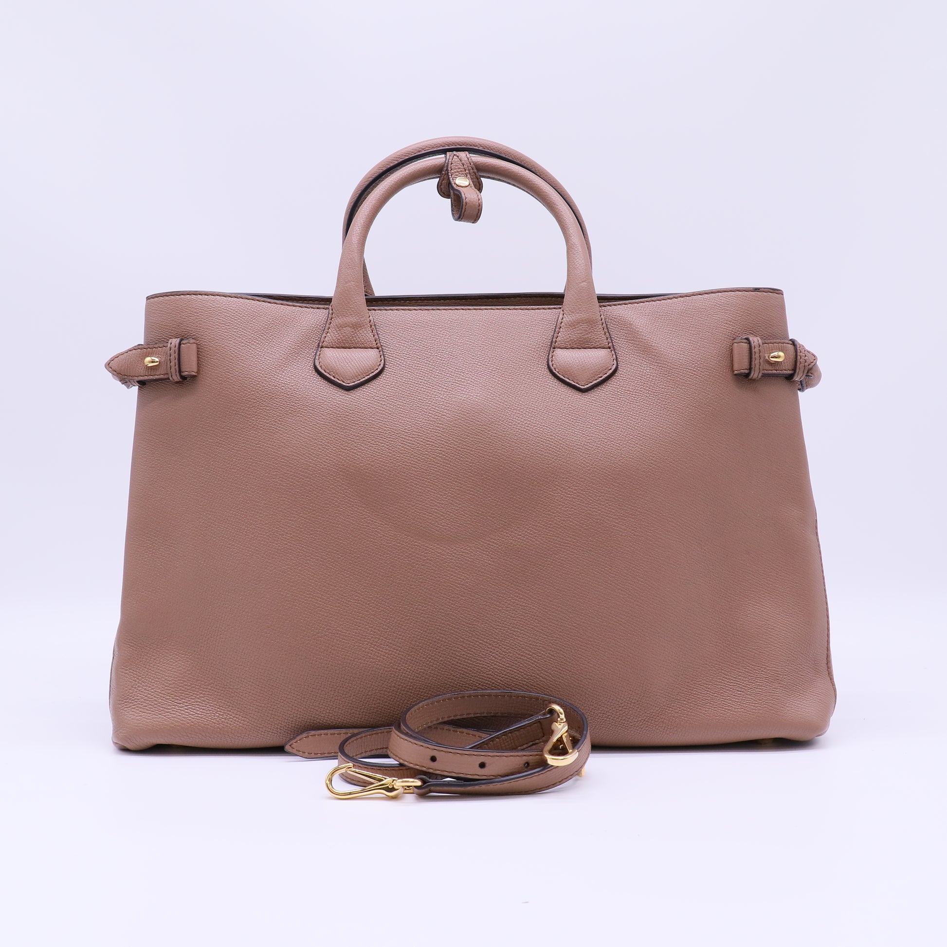 Banner Tote Leather and House Check Canvas Medium B22554