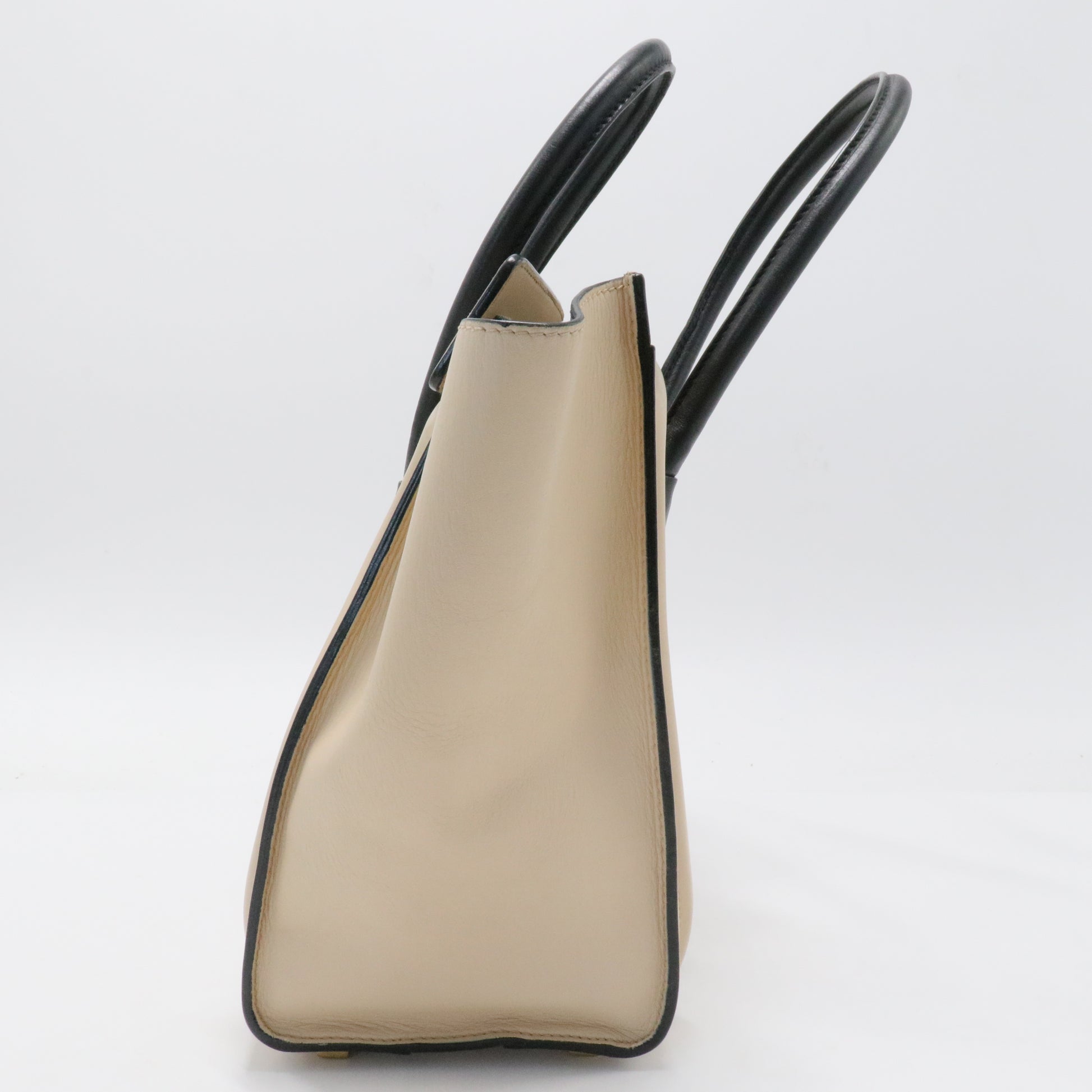 Satin Calfskin Mini Bi-Color Luggage Powder Black