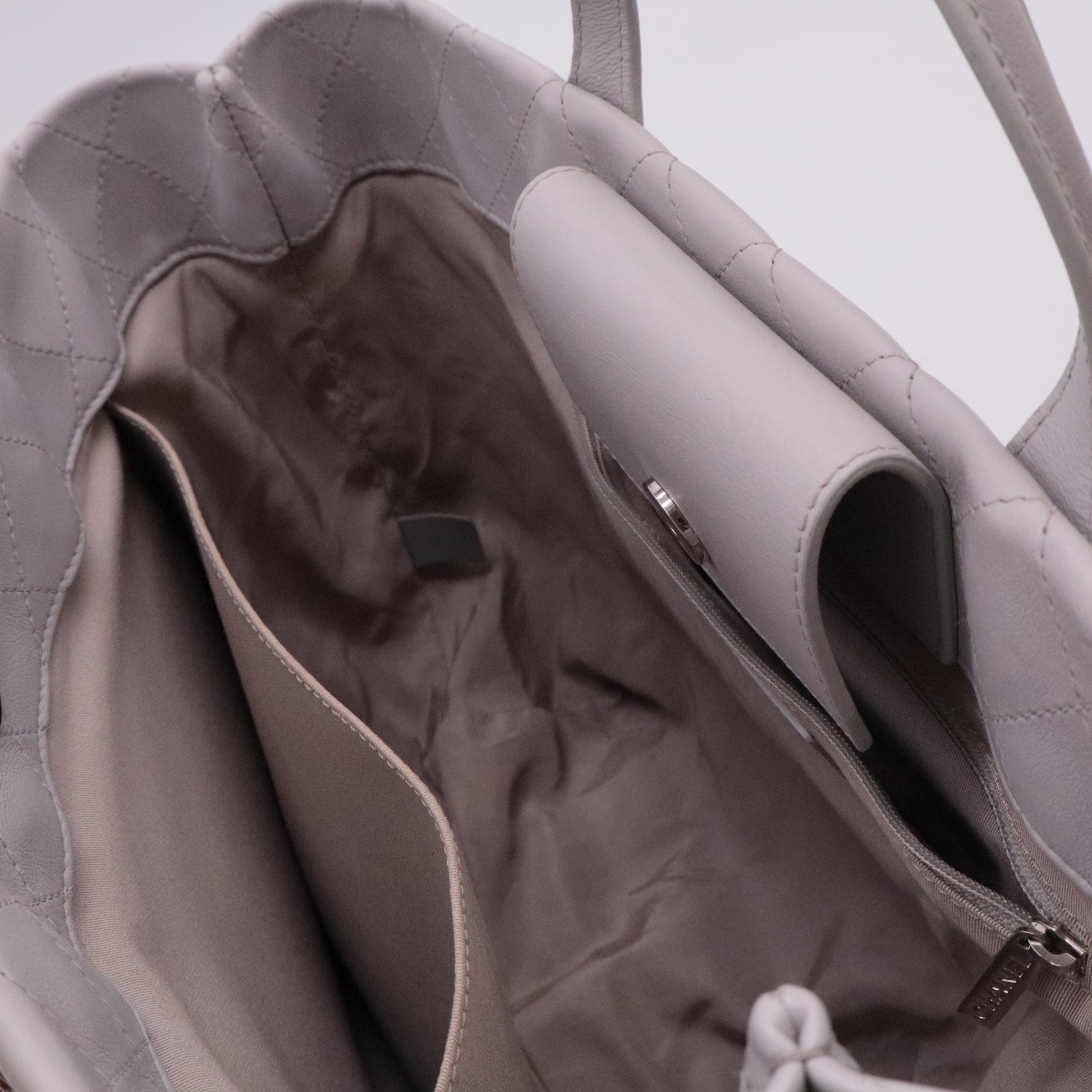 Calfskin Quilted Large Easy Shopping Tote Grey
