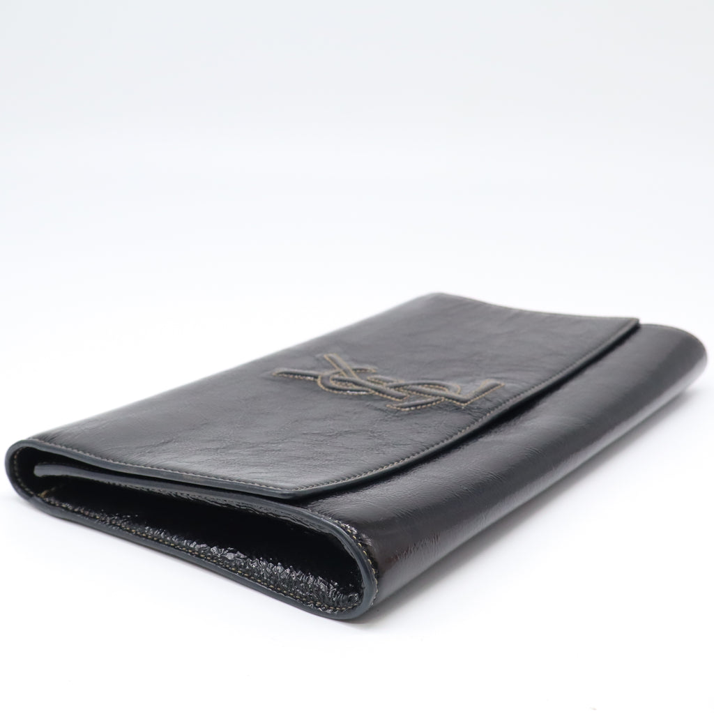 Yves Saint Laurent Black Textured Patent Leather Belle de Jour Clutch Bag  twins LDJ4402