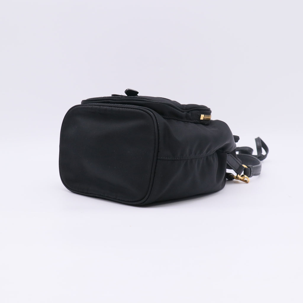 Prada Black Tessuto Nylon and Leather Duet Mini Bucket Bag twins LDJ5066