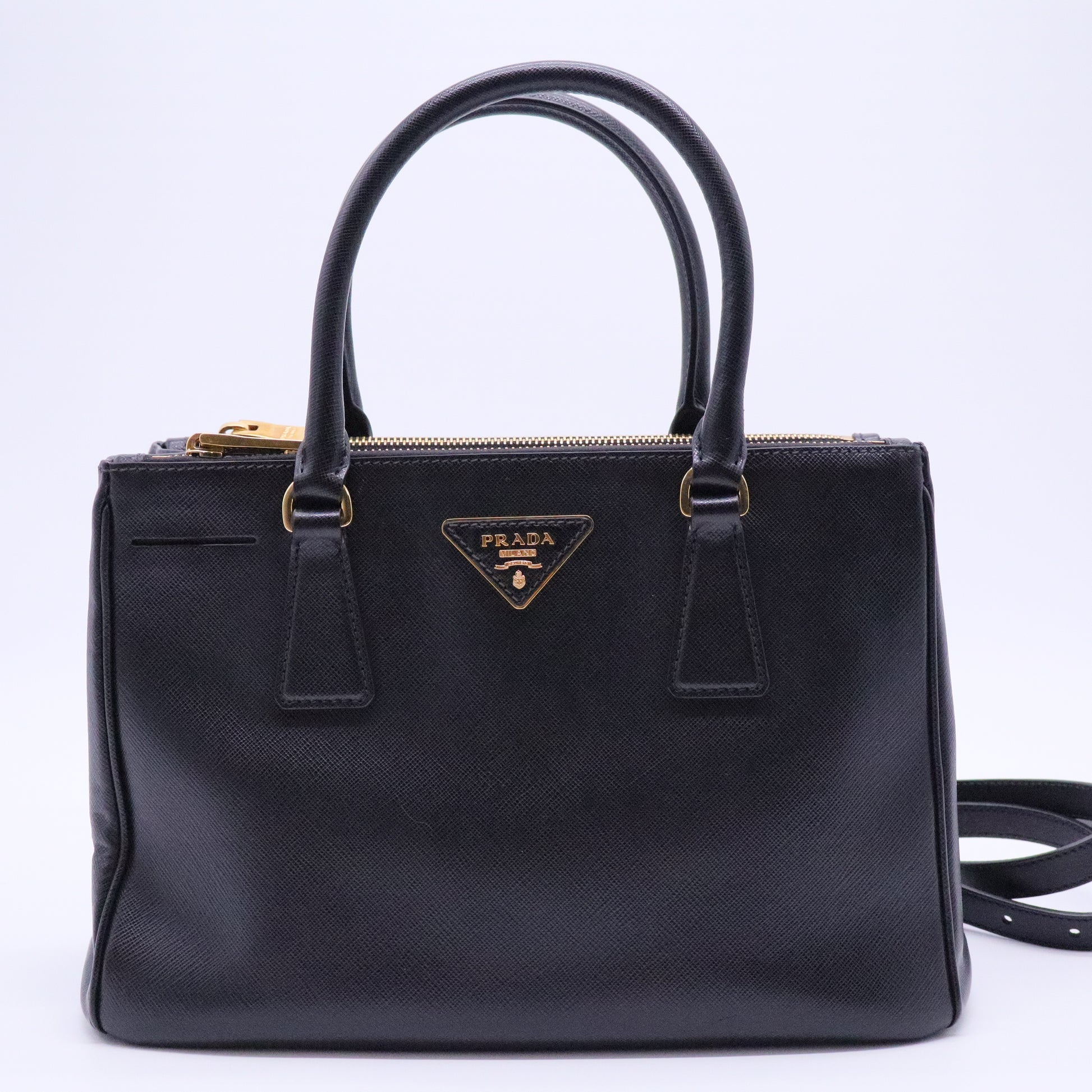 Small Saffiano Lux Galleria Double Zip Tote