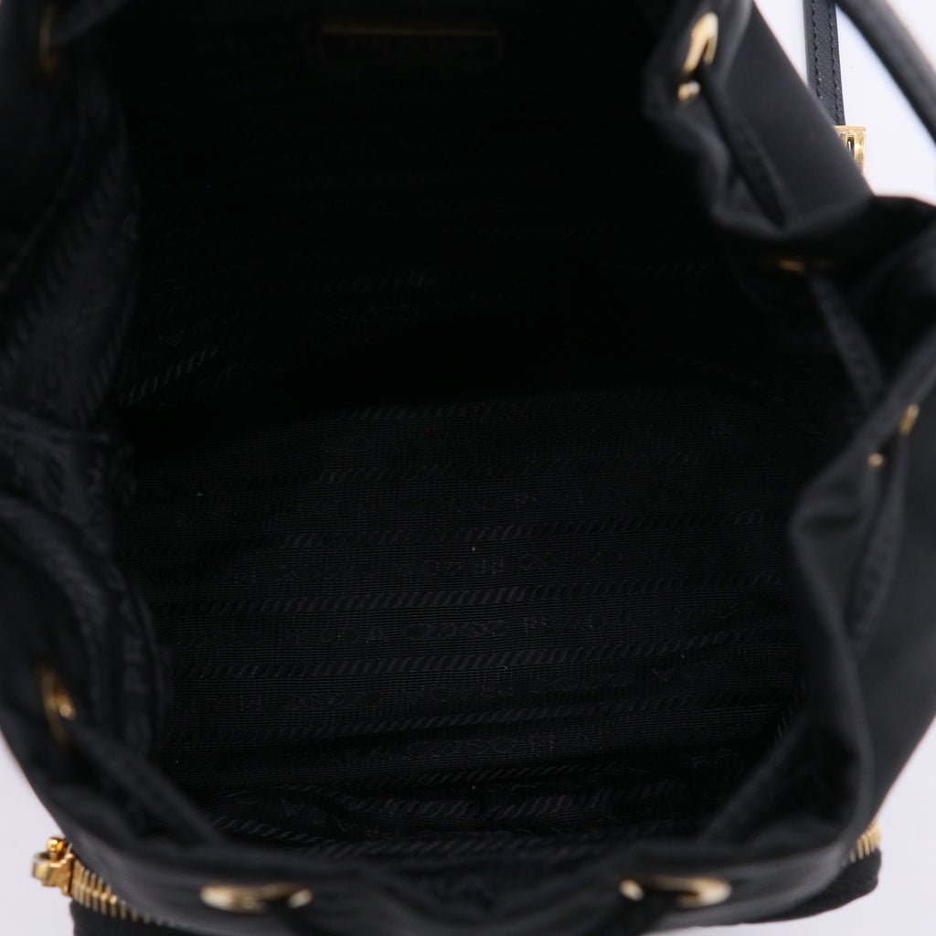 Prada Black Tessuto Nylon and Leather Duet Mini Bucket Bag twins LDJ5066