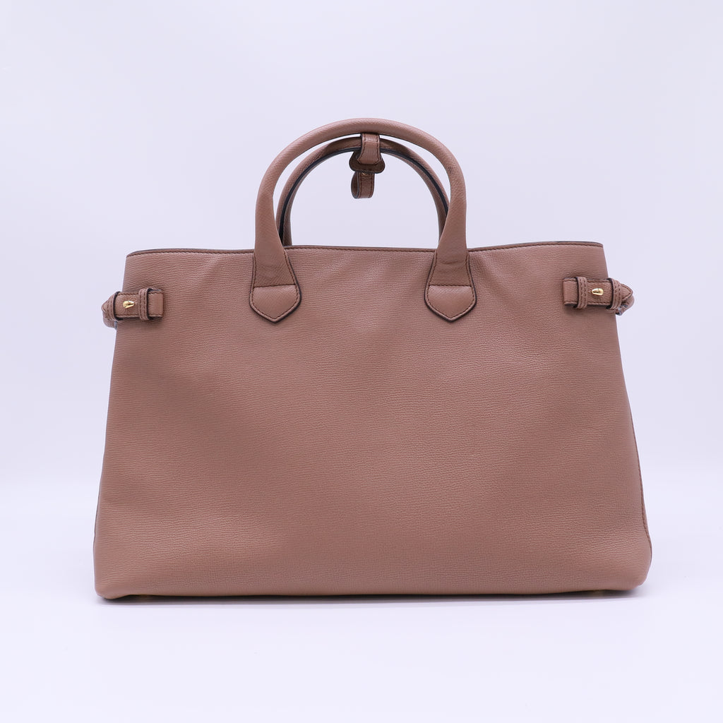 Banner Tote Leather and House Check Canvas Medium B22554