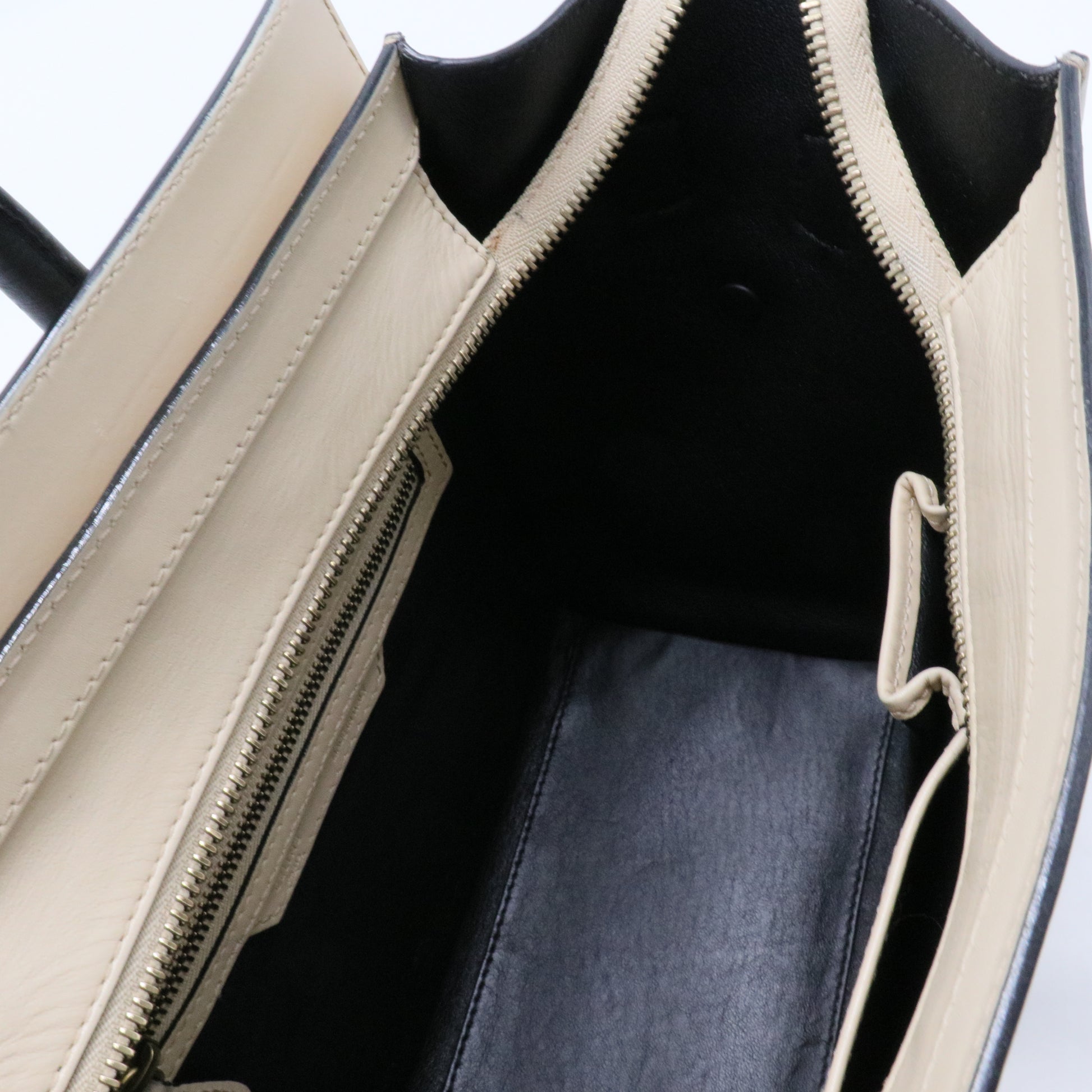 Satin Calfskin Mini Bi-Color Luggage Powder Black