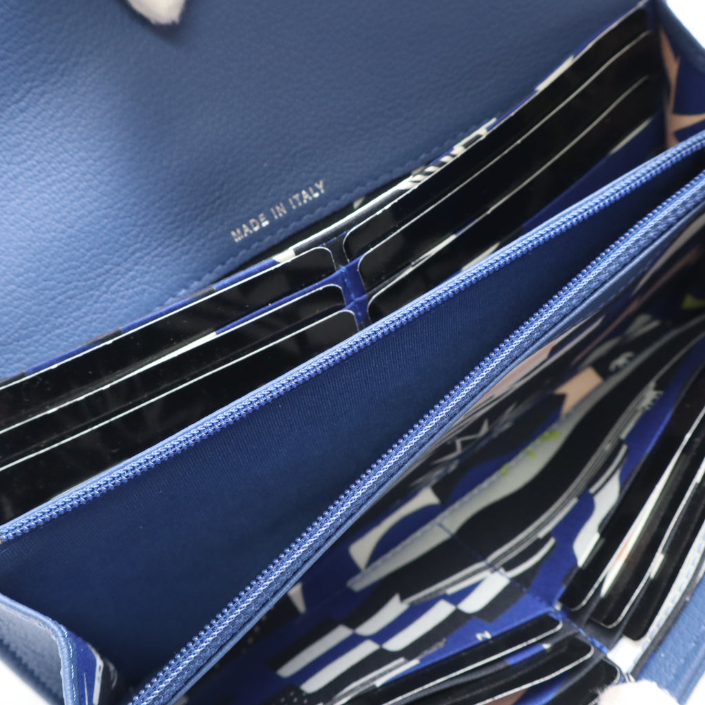 Chanel Blue Lambskin Leather Yen Wallet twins LDJ4403