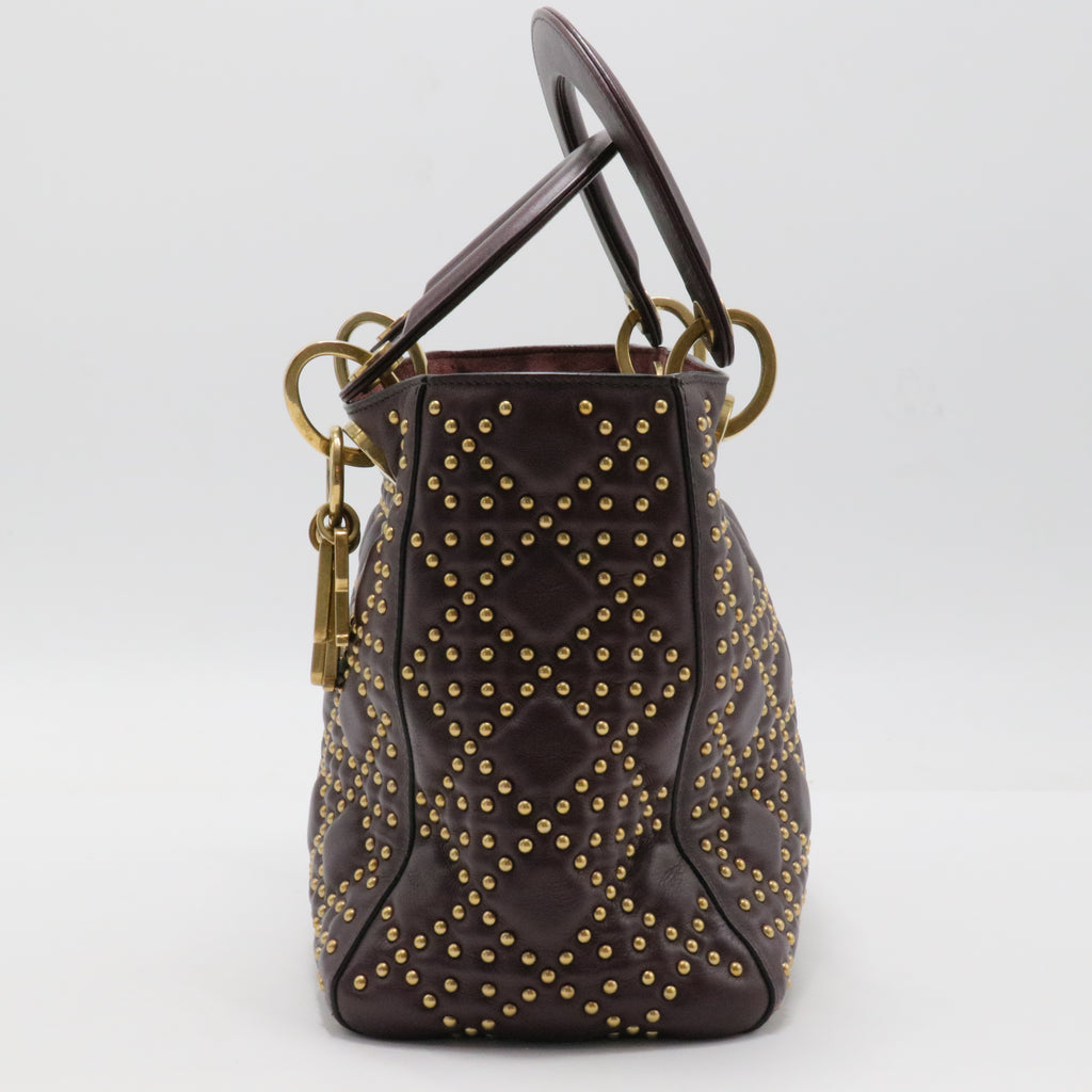 Supple Lady Dior Bag Cannage Studded Leather Medium