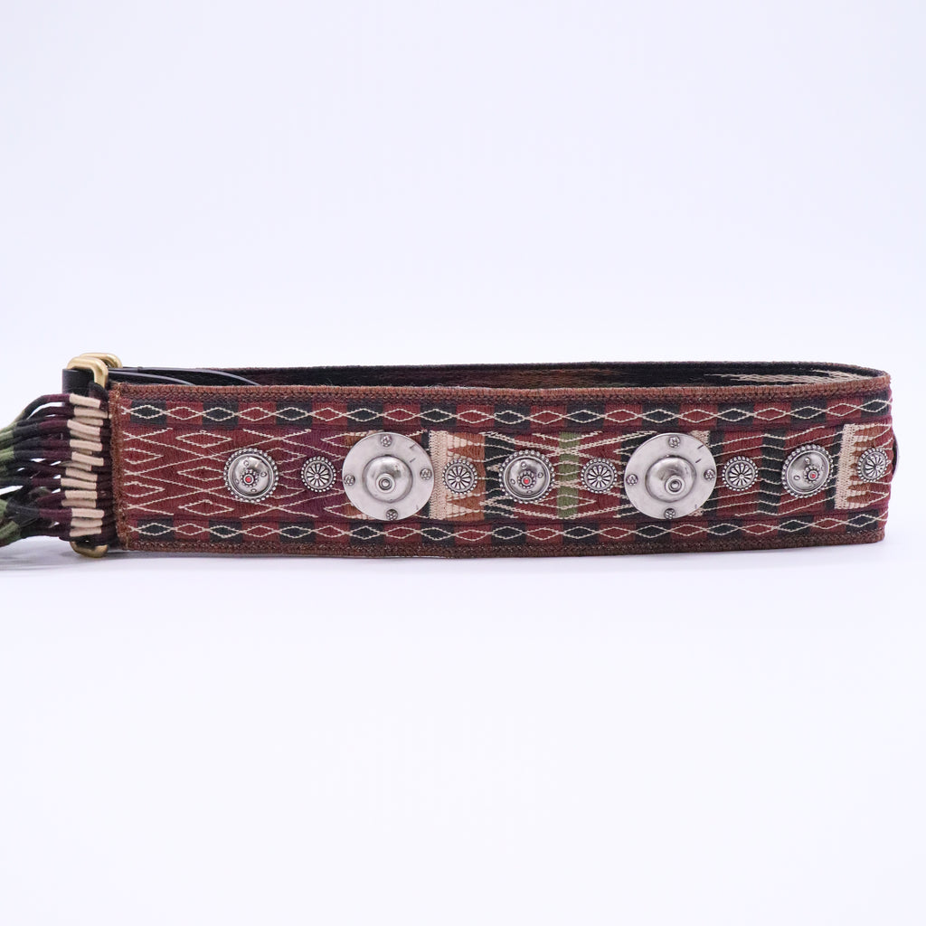 Canvas Embroidered Studded Bohemian Fringe Shoulder Strap Black Multicolor