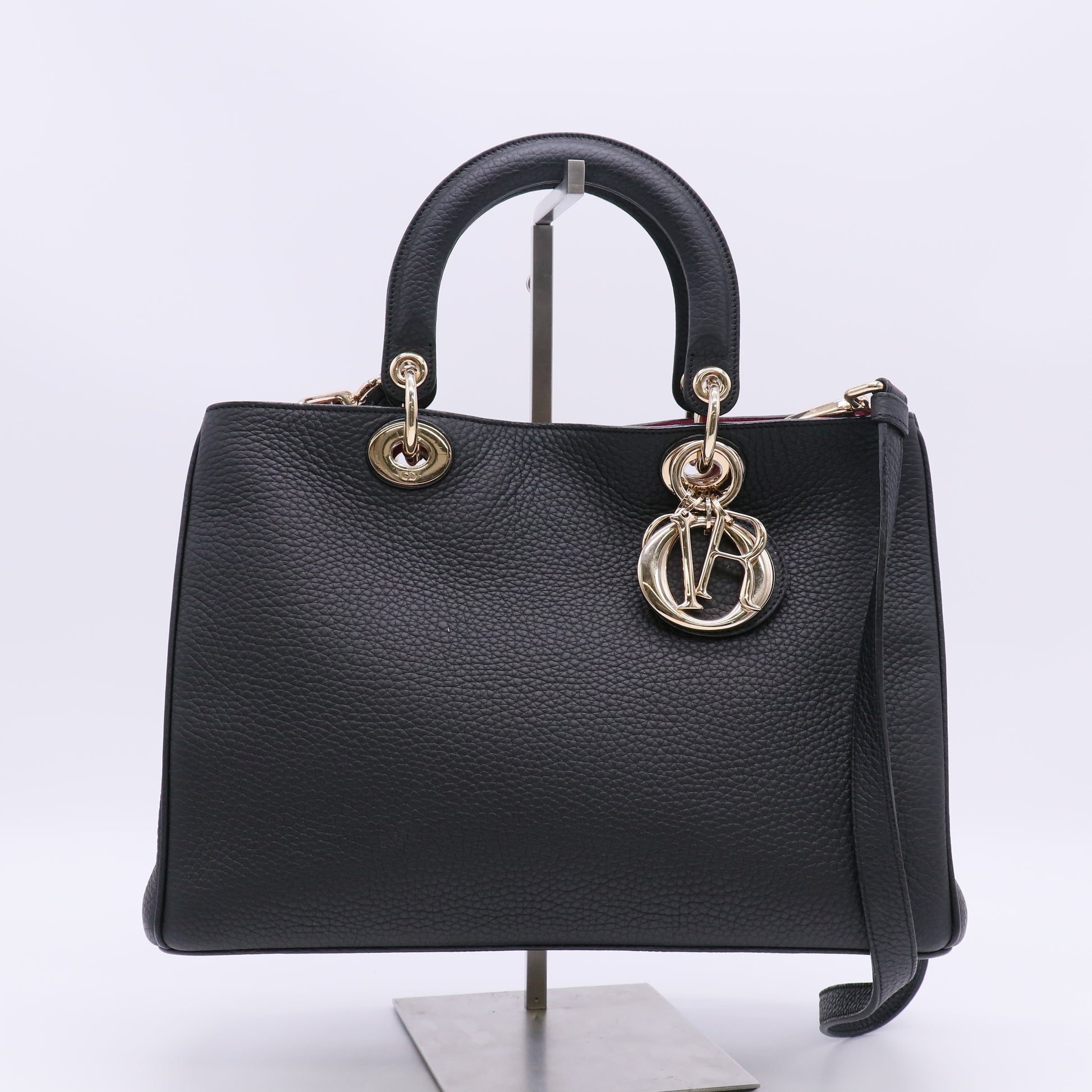 Christian Dior Bullcalf Small Diorissimo Tote Black Rose Indien twins LDZ1019
