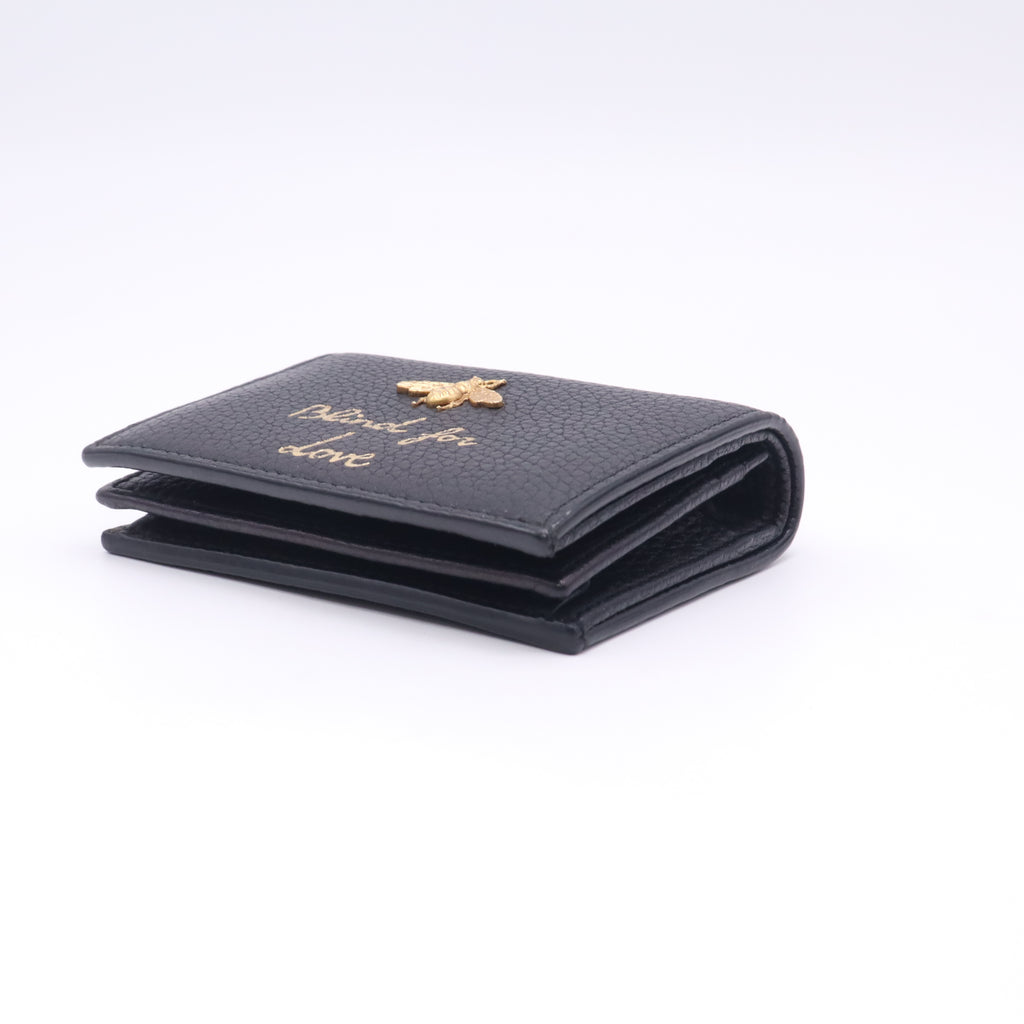 Black Leather Blind For Love Compact Wallet W22748