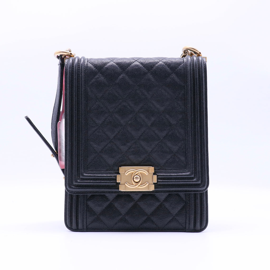 Chanel Caviar Quilted North South Boy Flap Black Twins LDJ4203