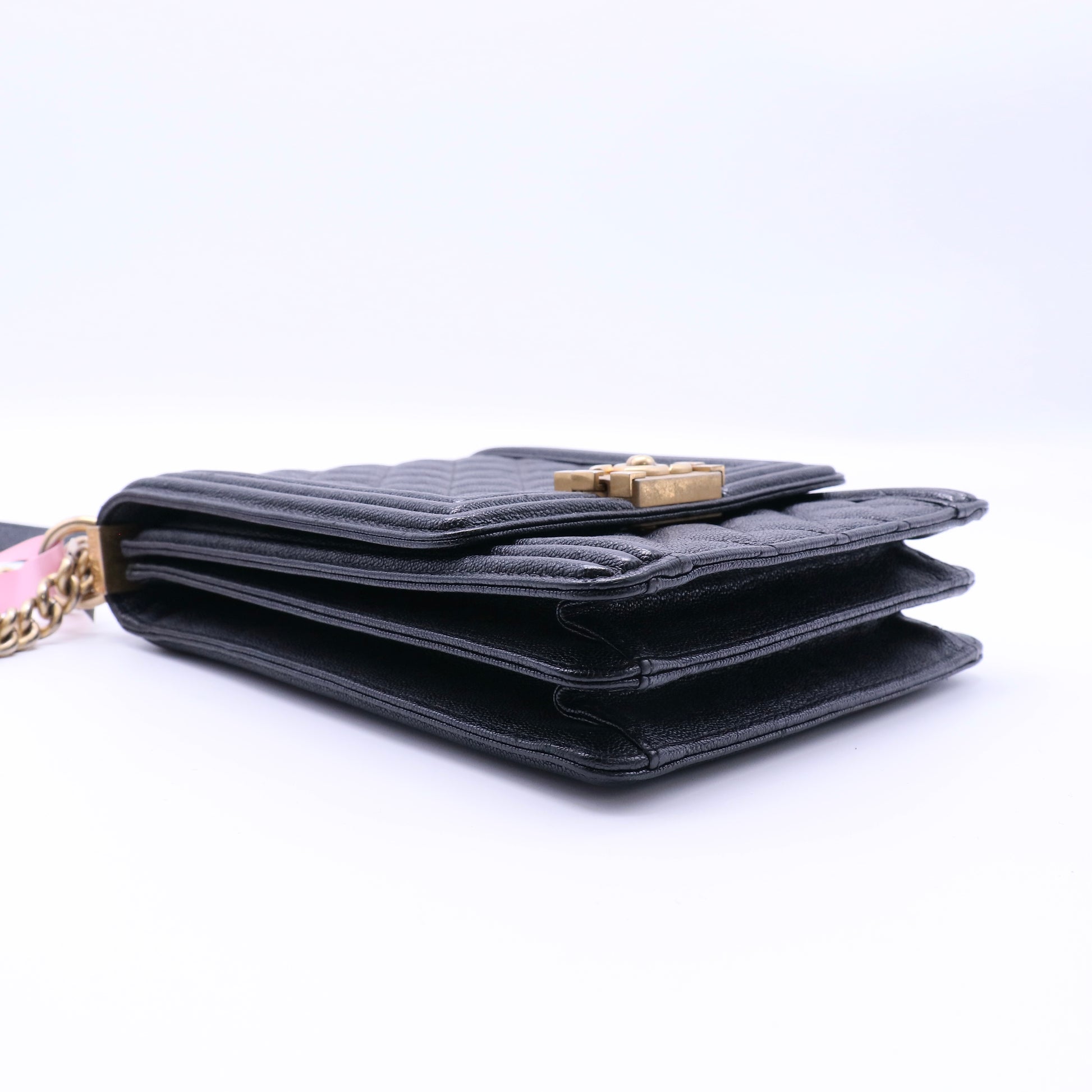 Chanel Caviar Quilted North South Boy Flap Black Twins LDJ4203