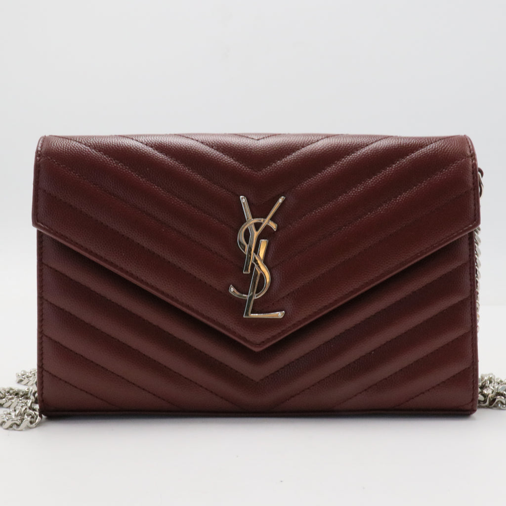 Grain De Poudre Matelasse Chevron Monogram Envelope Clutch Rouge Legion