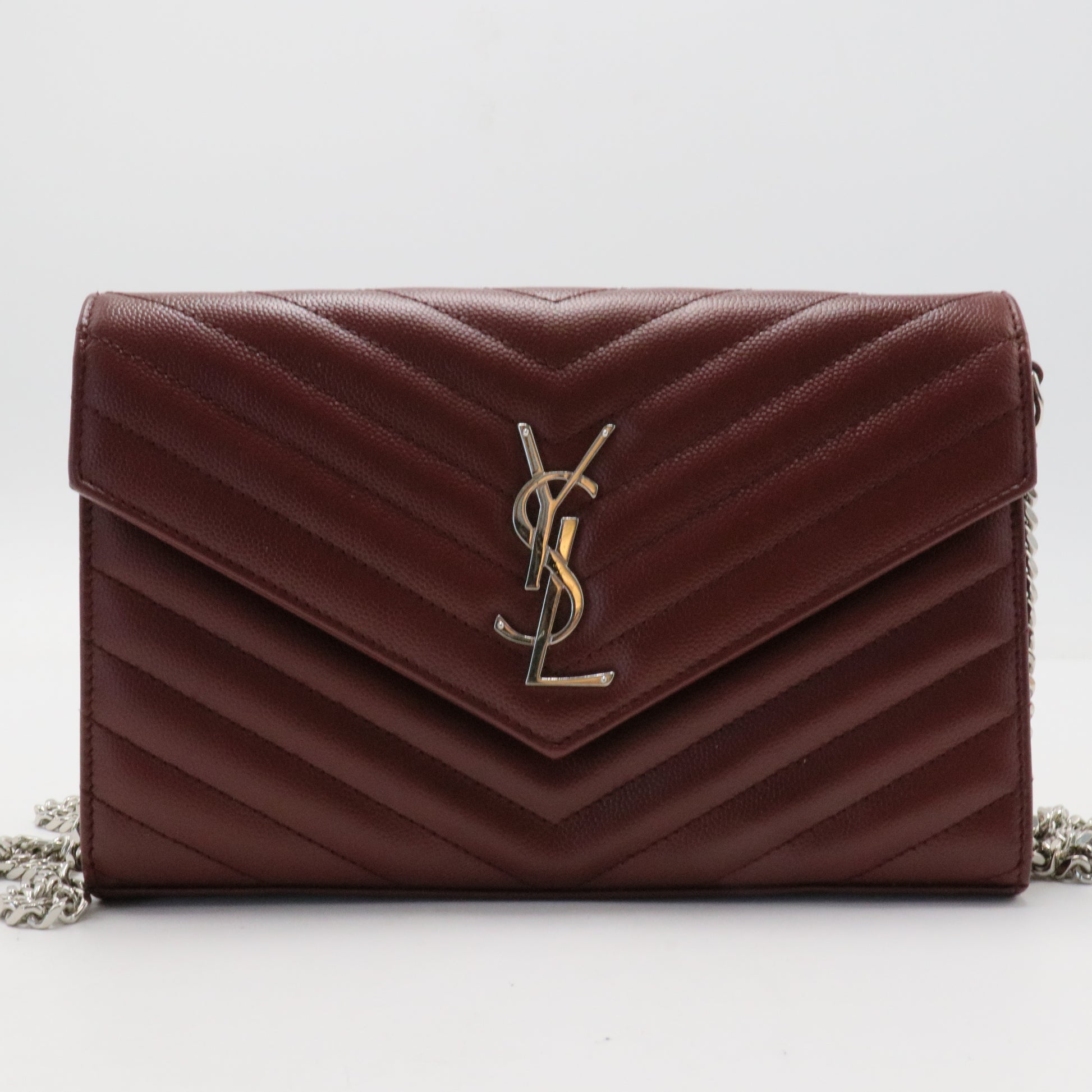 Grain De Poudre Matelasse Chevron Monogram Envelope Clutch Rouge Legion