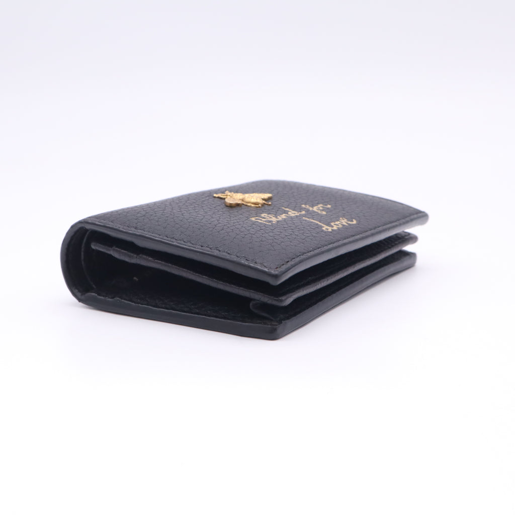 Black Leather Blind For Love Compact Wallet W22748