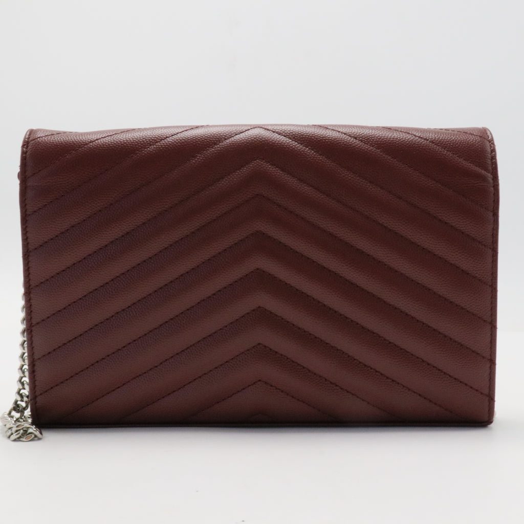 Grain De Poudre Matelasse Chevron Monogram Envelope Clutch Rouge Legion