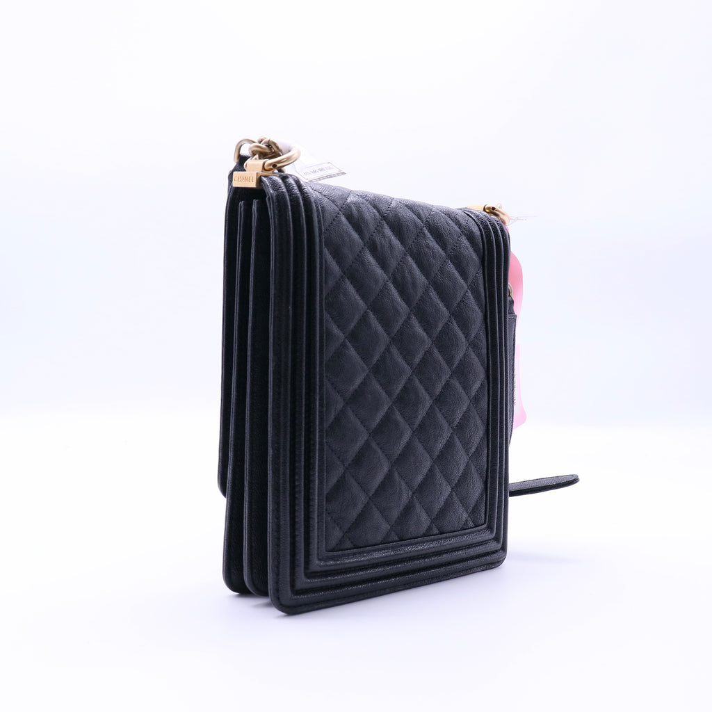 Chanel Caviar Quilted North South Boy Flap Black Twins LDJ4203