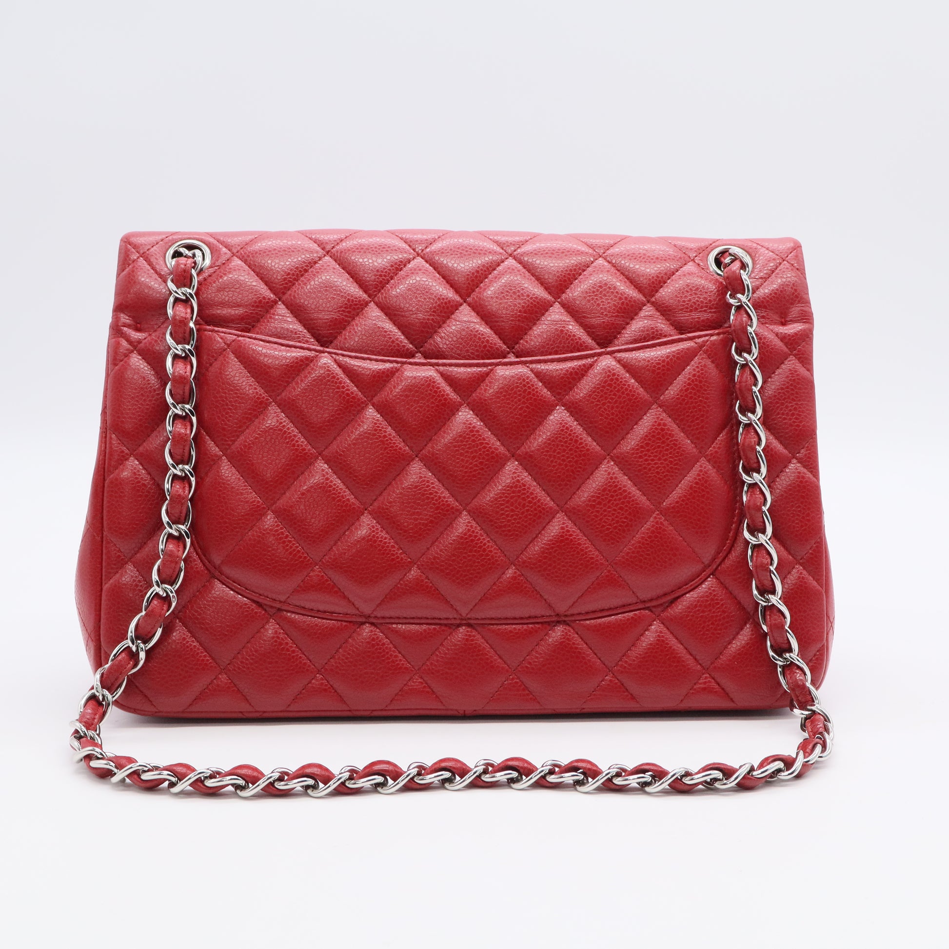 Chanel Red Quilted Lambskin Leather Classic Jumbo Double Flap Bag Twins LDJ3139