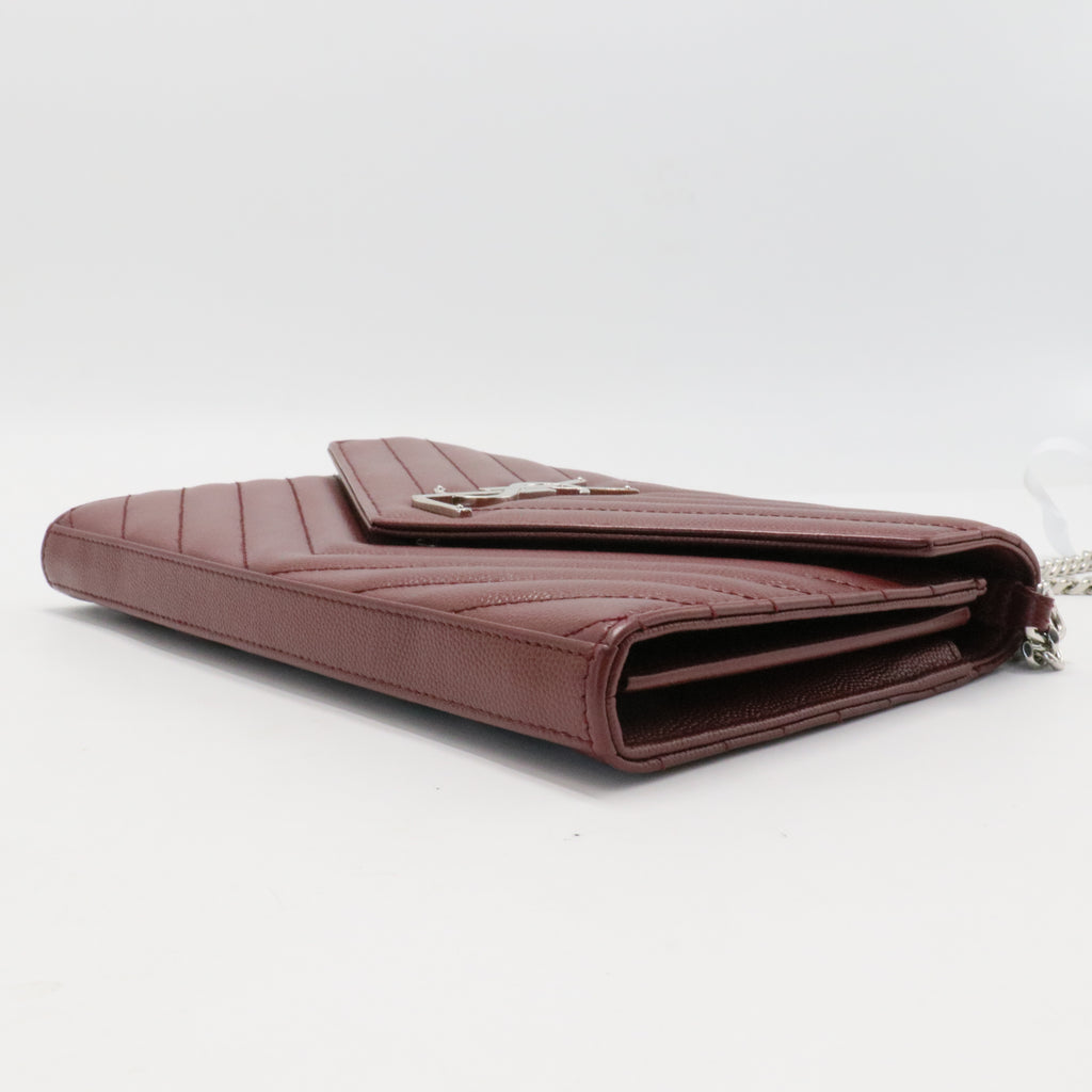 Grain De Poudre Matelasse Chevron Monogram Envelope Clutch Rouge Legion