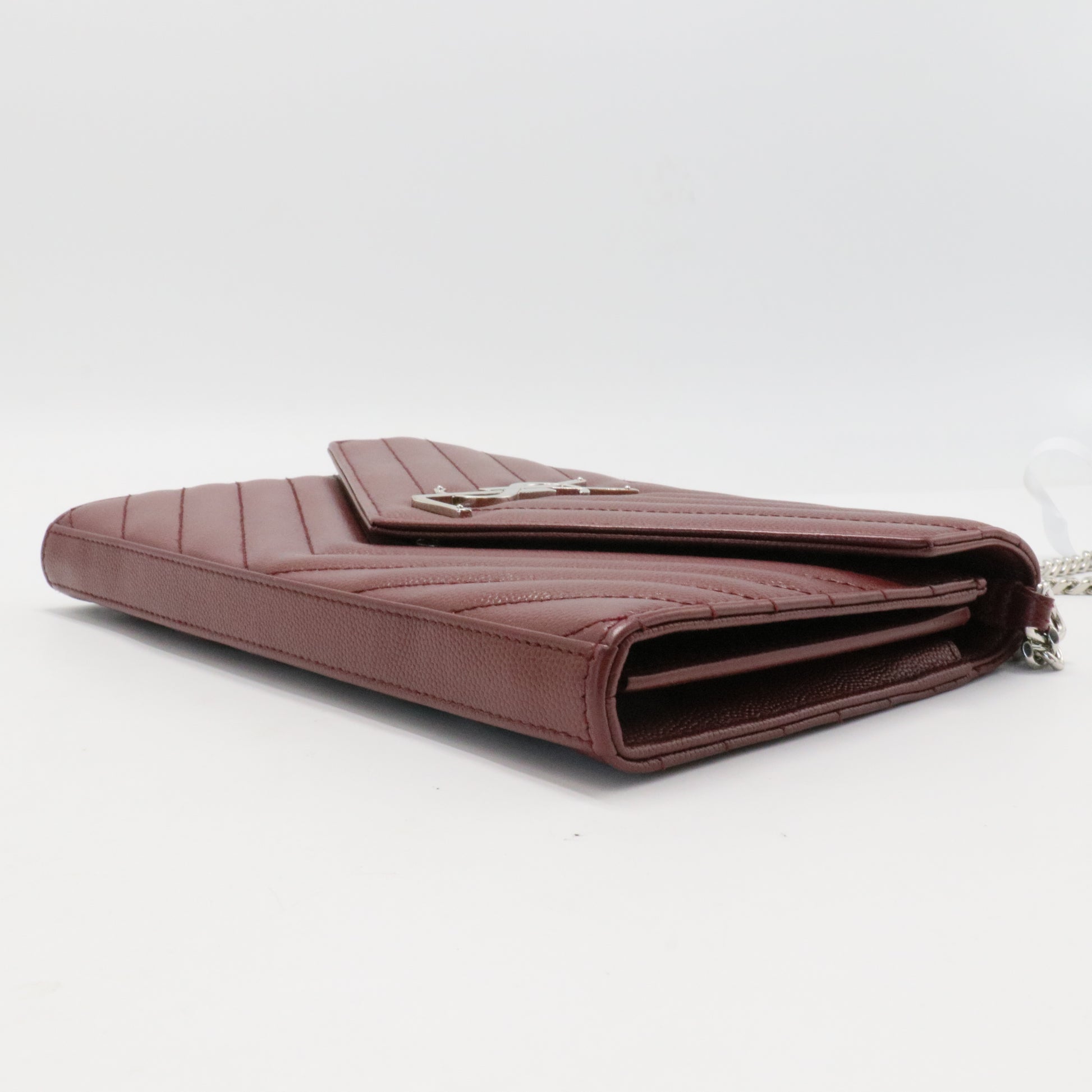 Grain De Poudre Matelasse Chevron Monogram Envelope Clutch Rouge Legion