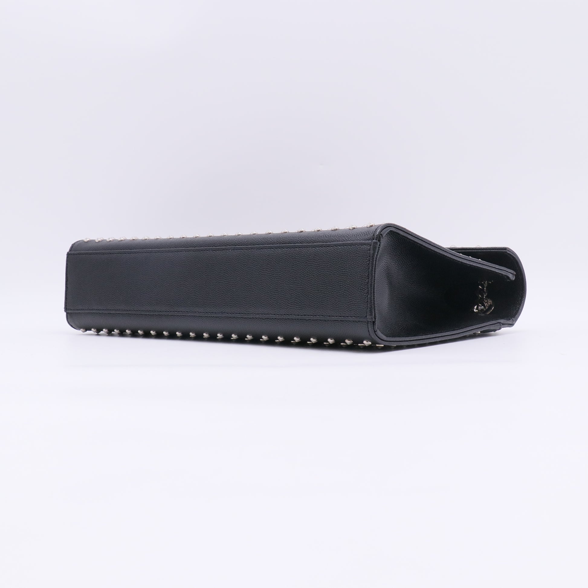 Saint Laurent Black Studded Leather Monogram Envelope Shoulder Bag twins LDJ5055