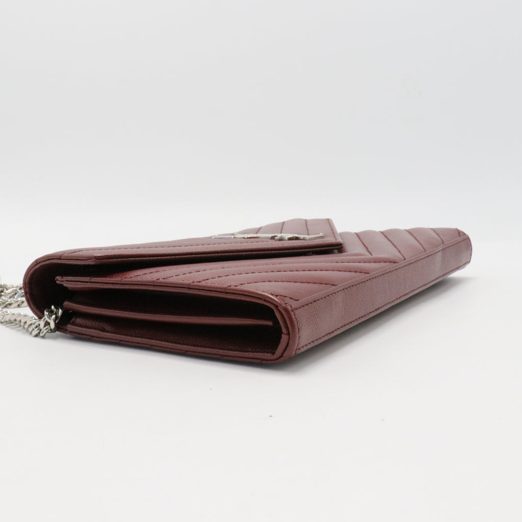 Grain De Poudre Matelasse Chevron Monogram Envelope Clutch Rouge Legion