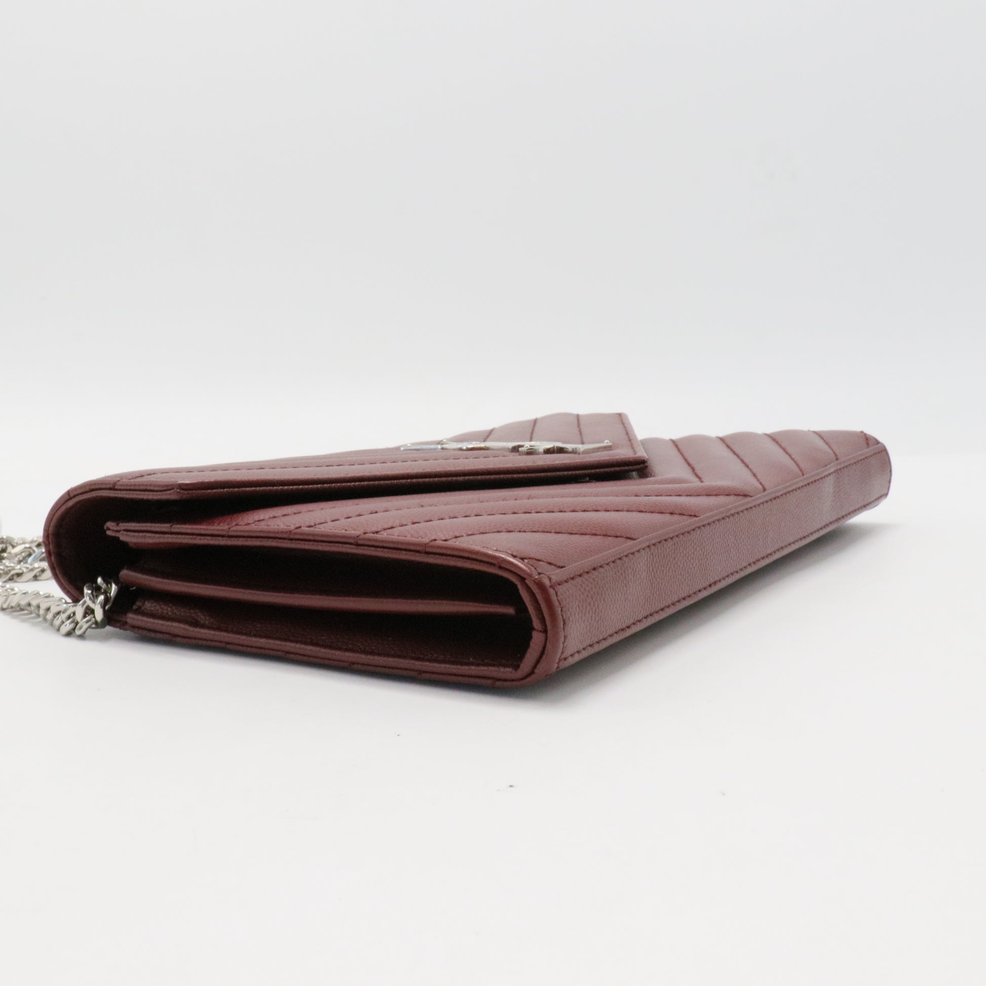 Grain De Poudre Matelasse Chevron Monogram Envelope Clutch Rouge Legion