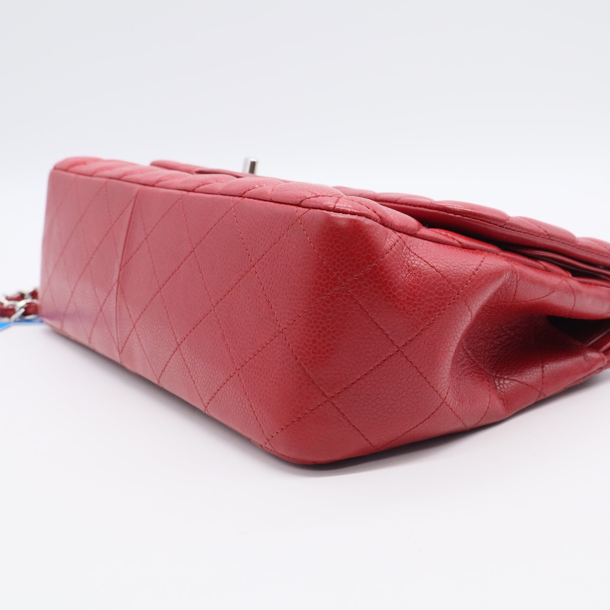 Chanel Red Quilted Lambskin Leather Classic Jumbo Double Flap Bag Twins LDJ3139