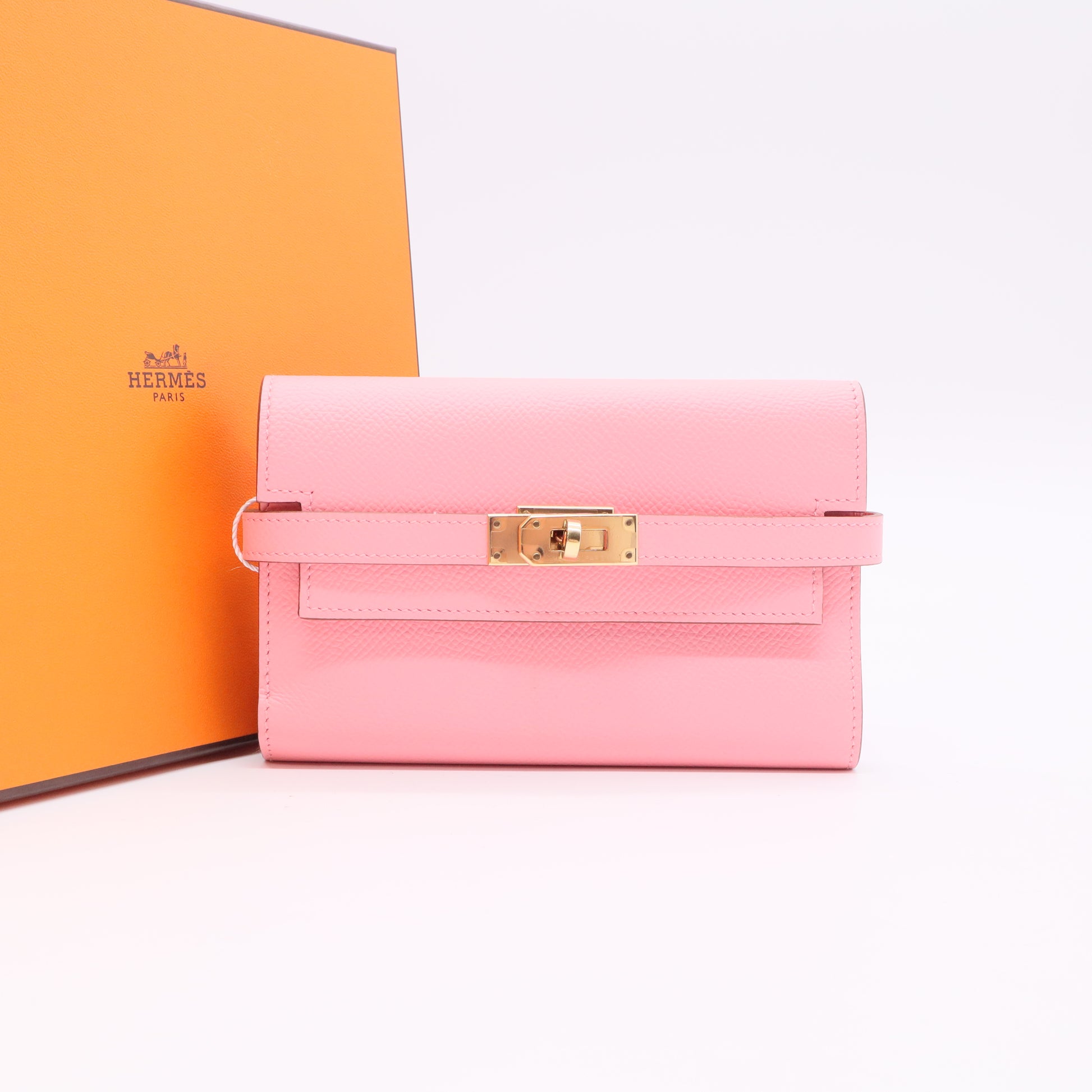Hermes Kelly Classique To Go wallet in pink Epsom leather twins