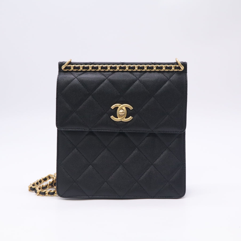 Chanel Top Chain CC Square Crossbody Bag Quilted Caviar twins LDJ5887