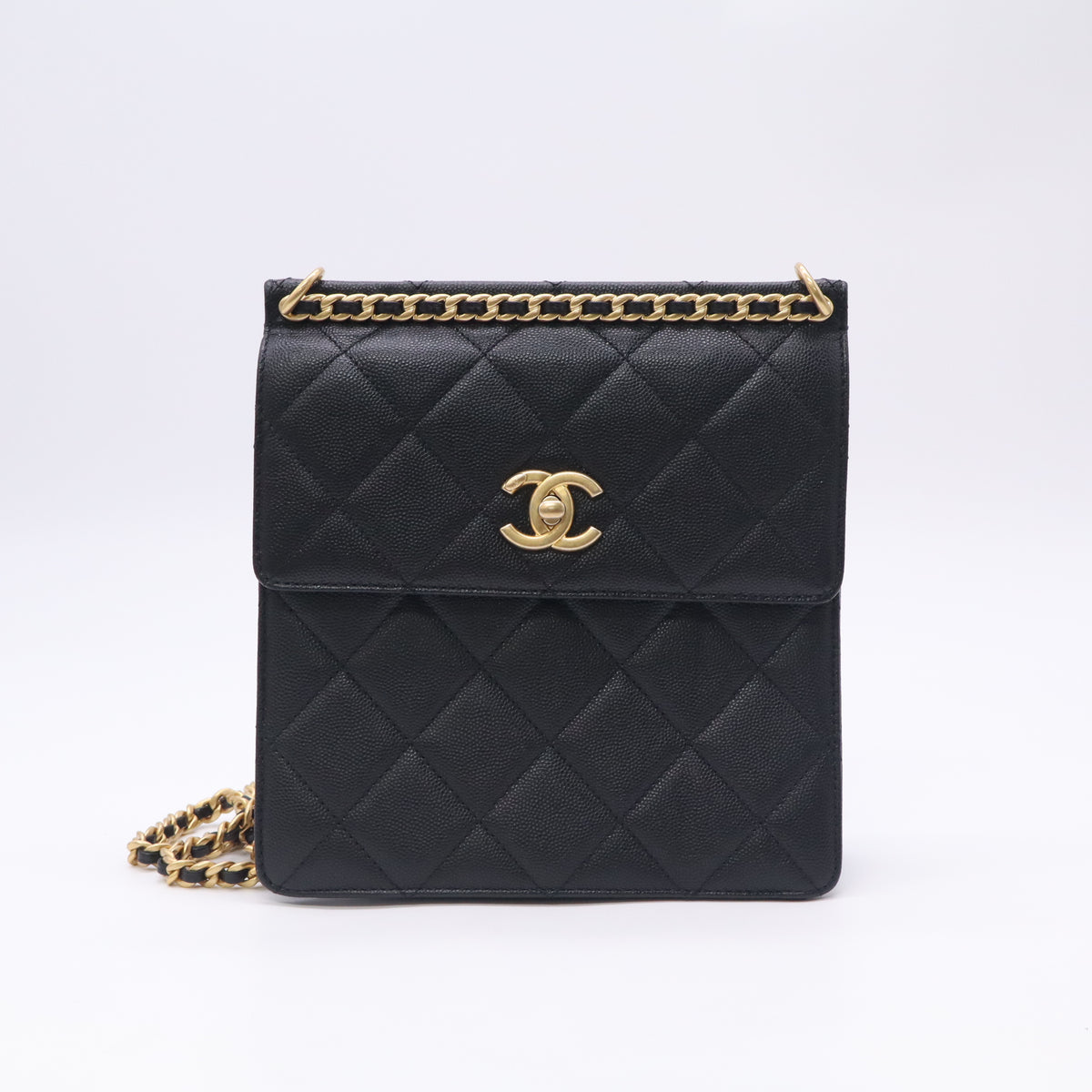 Chanel Top Chain CC Square Crossbody Bag Quilted Caviar twins LDJ5887