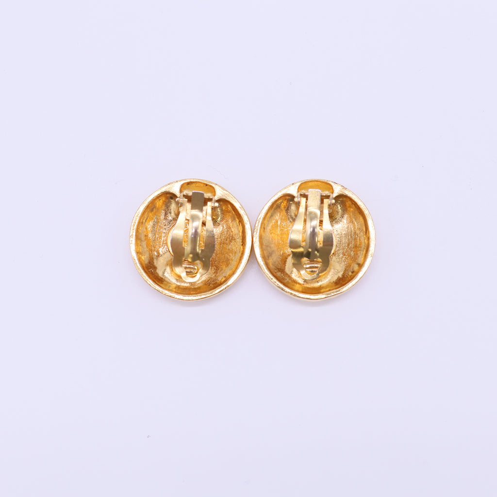 Chanel Vintage 1990s Coco Mademoiselle Portrait Button Clip-On Earrings W21893